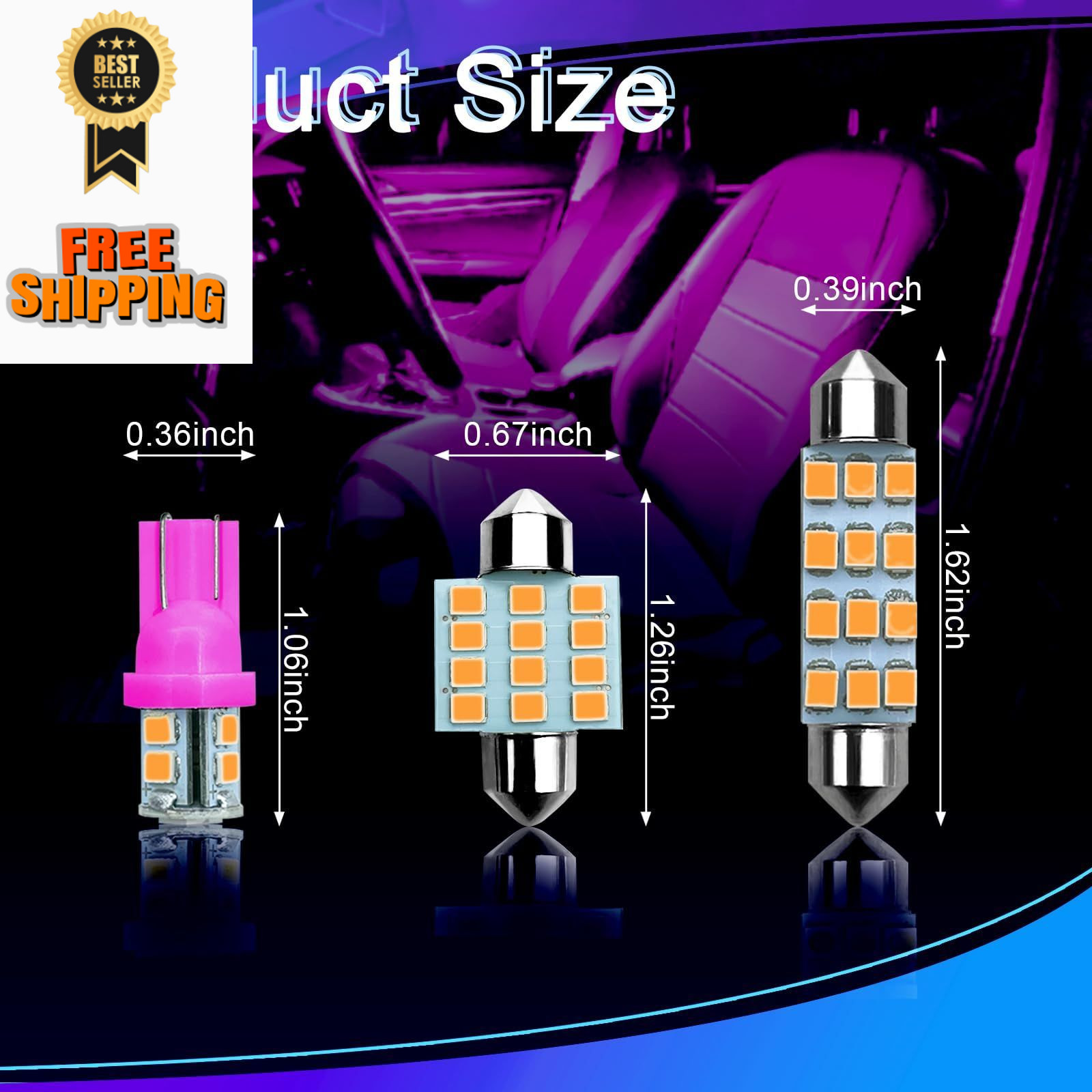 NTNEV 24PCS LED Interior Replacement Bulbs, Car Lights, Dome pink