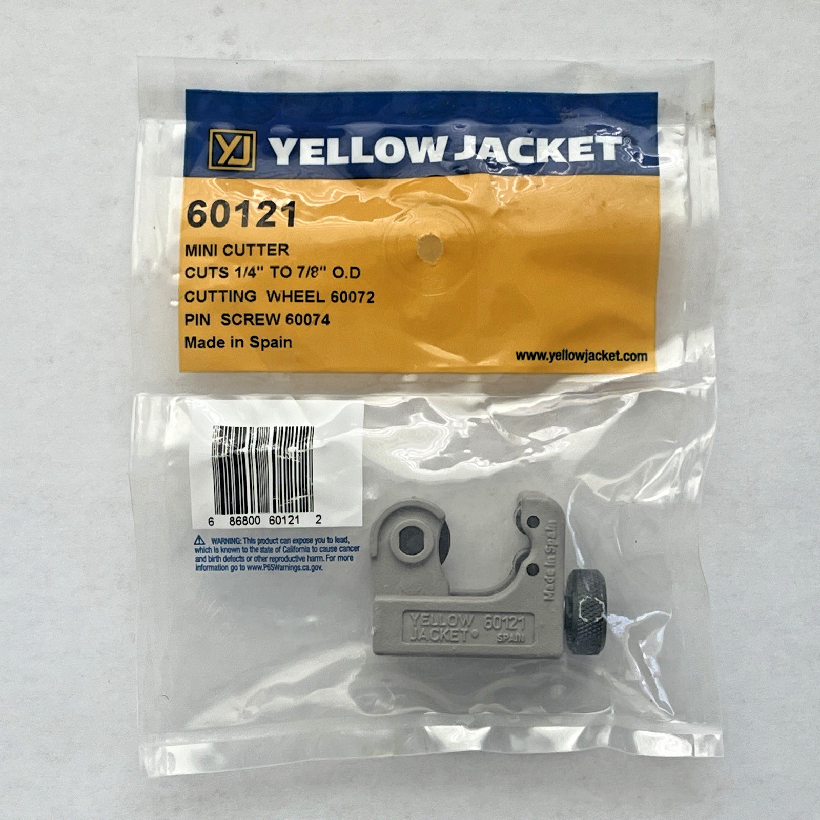 Yellow Jacket 60121 HD Mini Tube Cutter 1/4" to 7/8" for Copper, Aluminum, Brass
