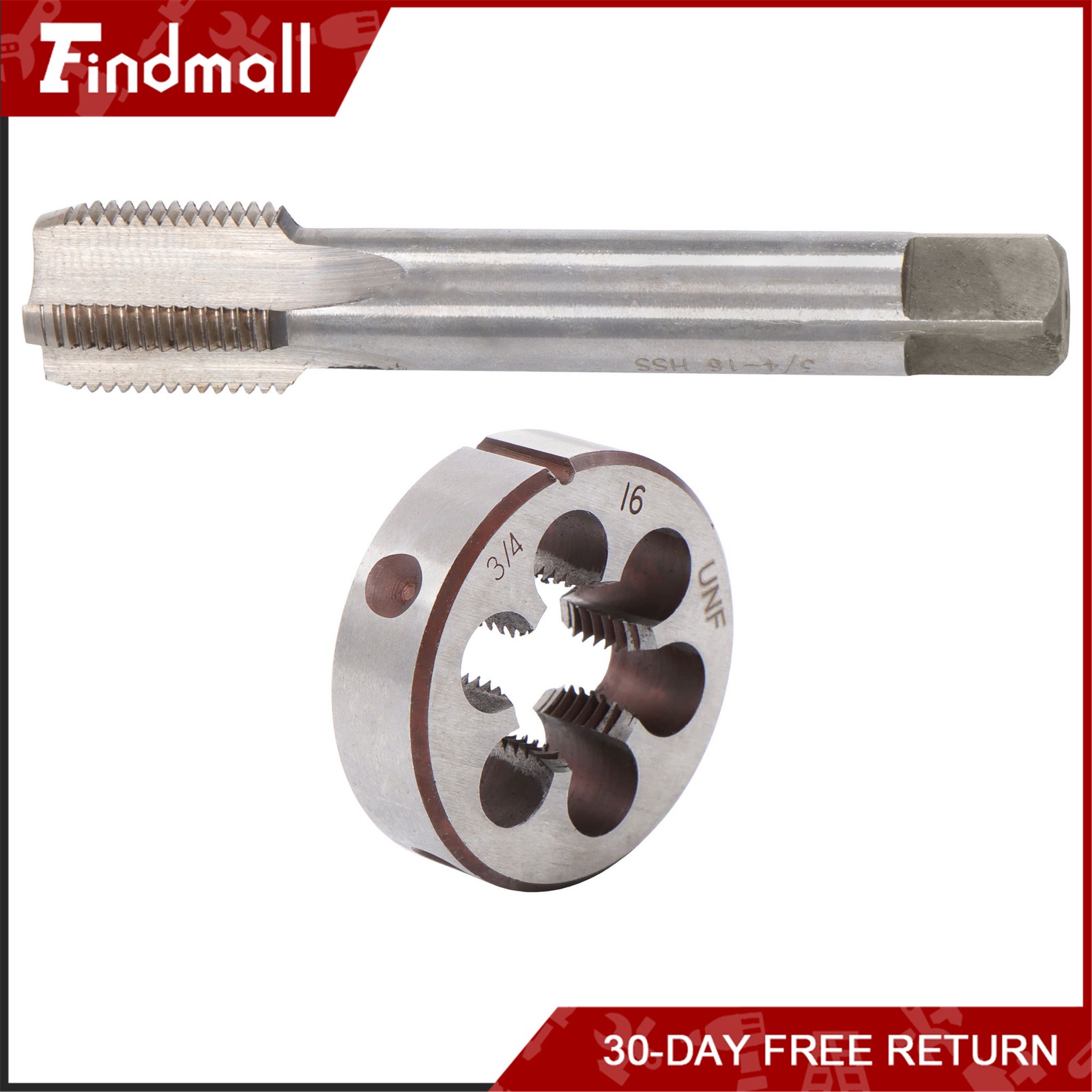 Findmall 3/4"-16 UNF Tap and Die Set Right Hand HSS Threading Gunsmithing 3/4×16