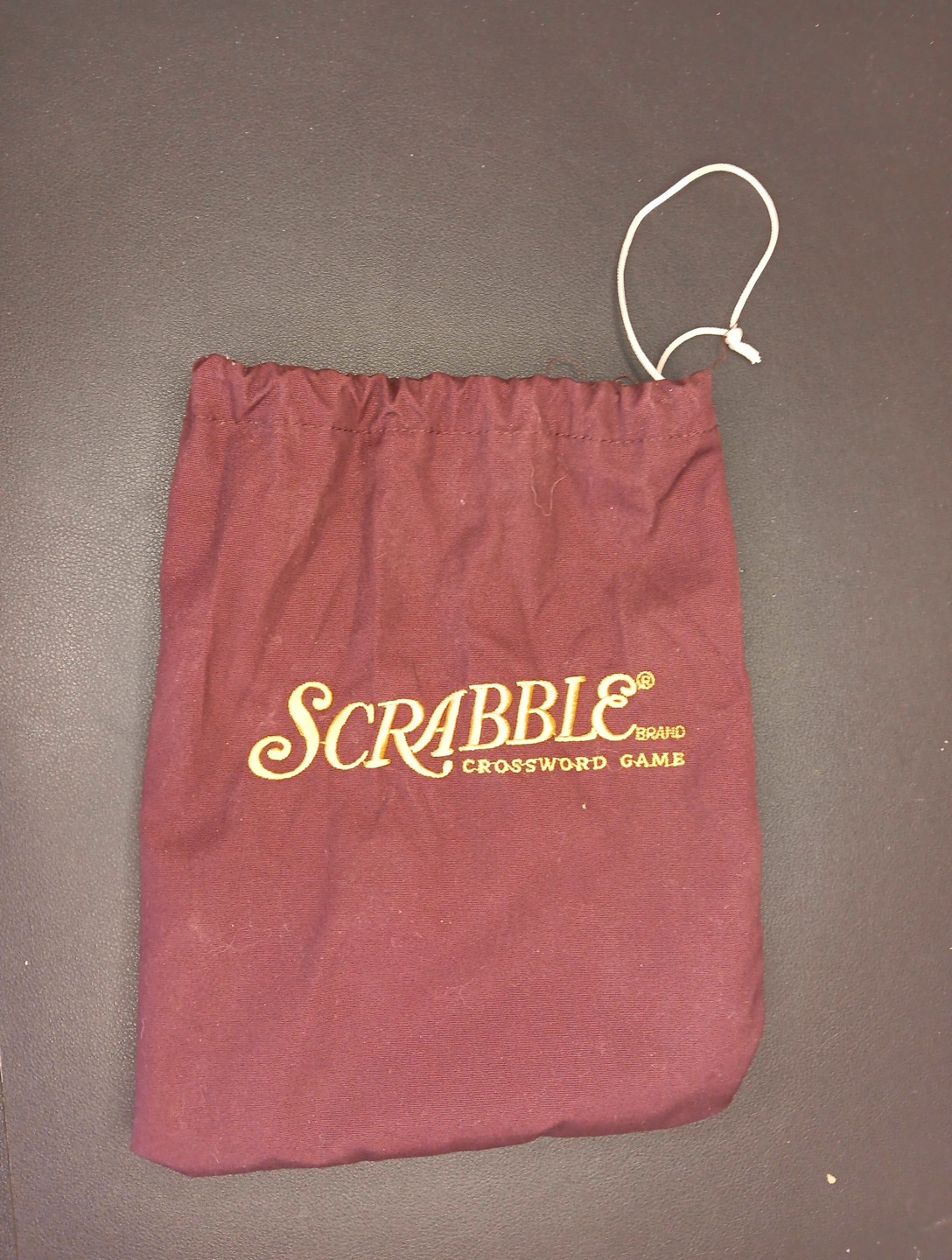 Scrabble Deluxe Edition Burgandy  / red  Cloth Tile Bag