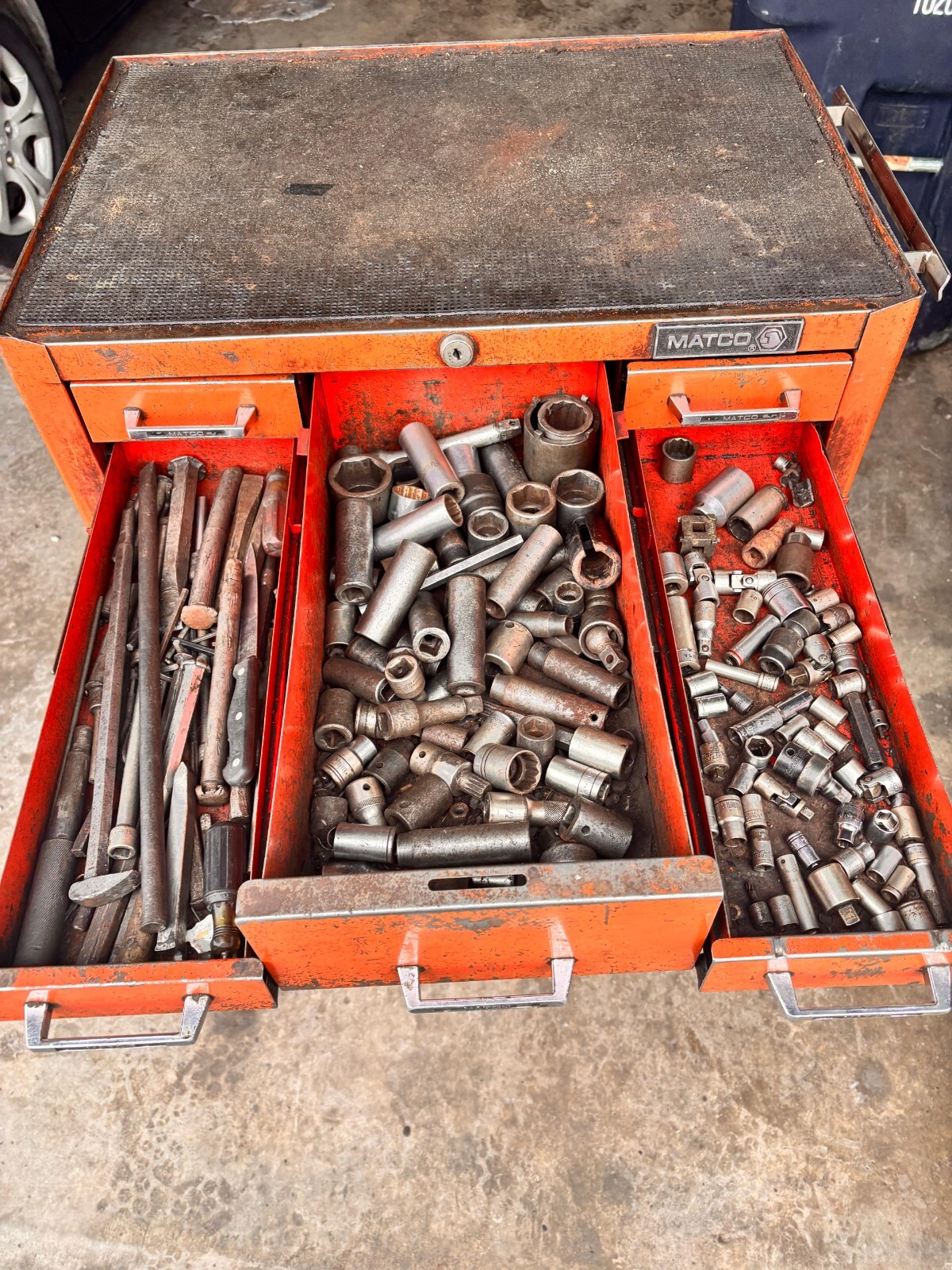 Matco toolbox with tools, Matco wrenches, Socket sets, Craftsman wrenches, etc
