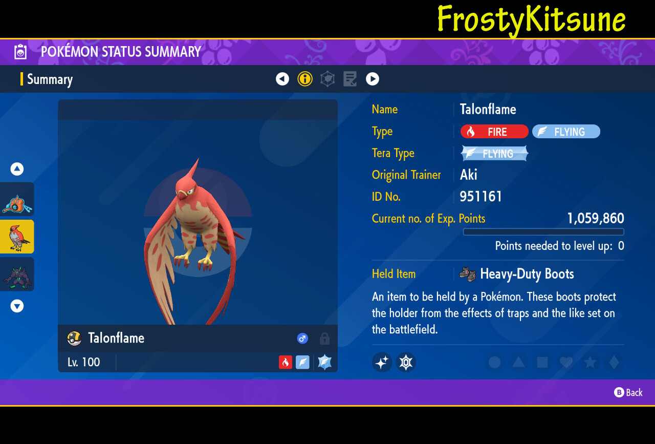6IV Talonflame / Fletchling Shiny & Non-Shiny Pokemon Scarlet & Violet