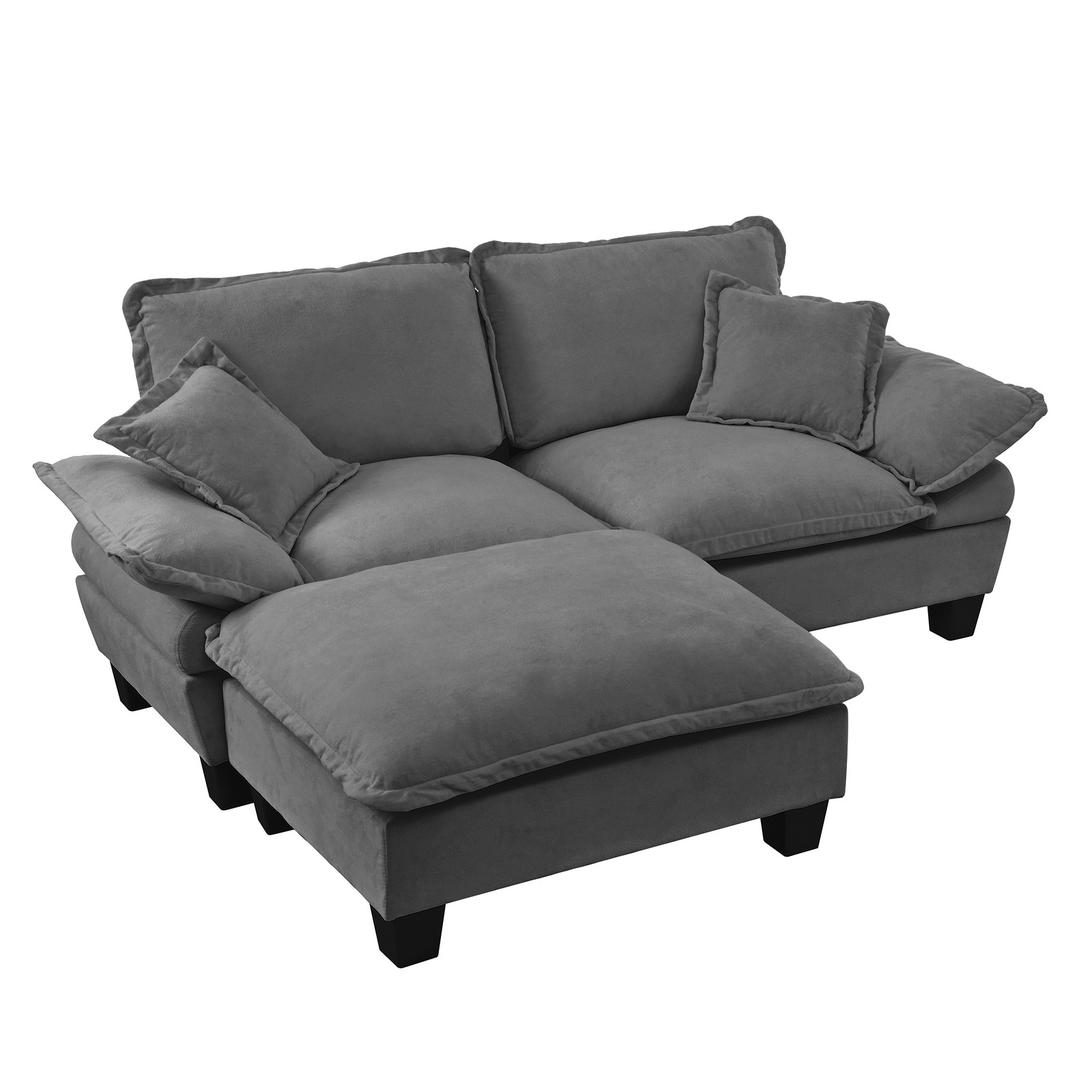 Modular Sectional Sofa, Cloud Couch with Sailboat Design, 1 Movable Ottomans & 2