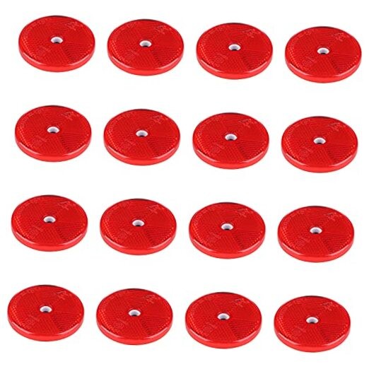 Red 16 Pack Front Round Reflector for Driveway Fence Posts Trailers