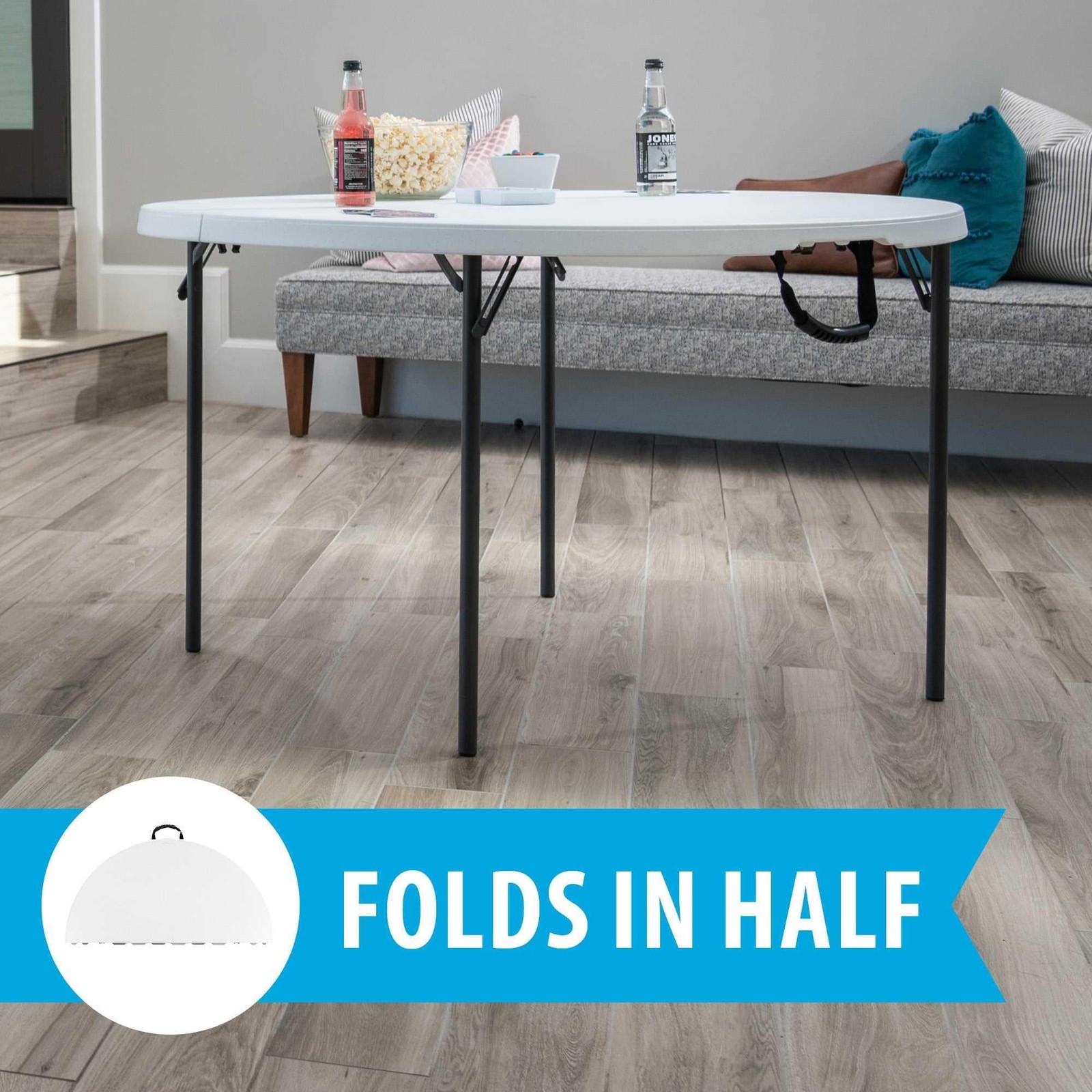 LIFETIME Light Commercial FoldinHalf Round Table, 4Foot