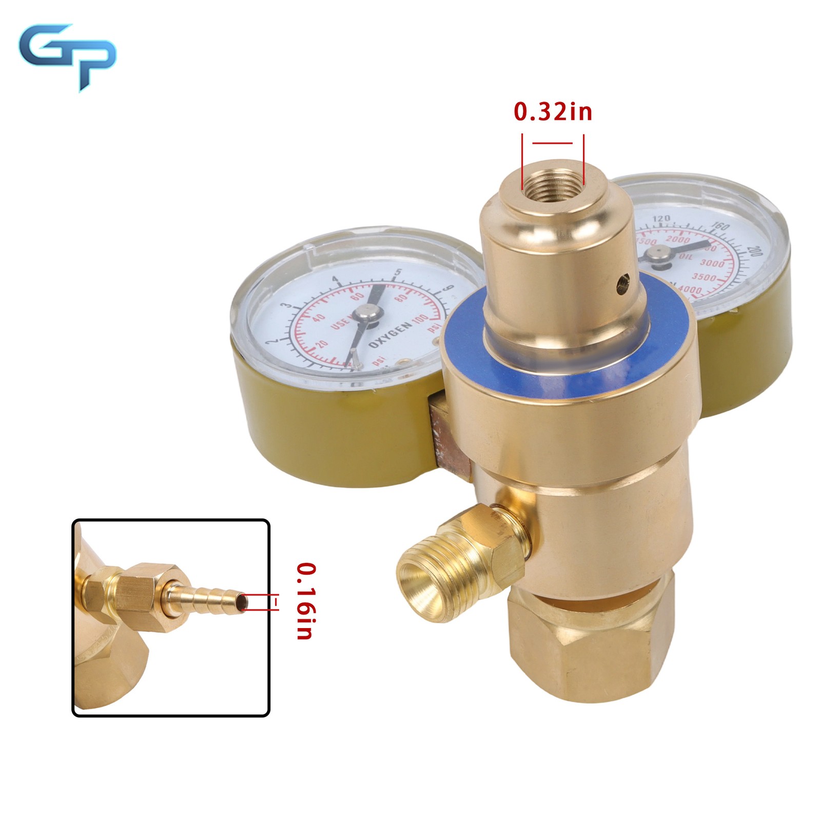 Professional Welding Oxygen Regulator, 2" Gauge Brass Design, CGA540 Fitting