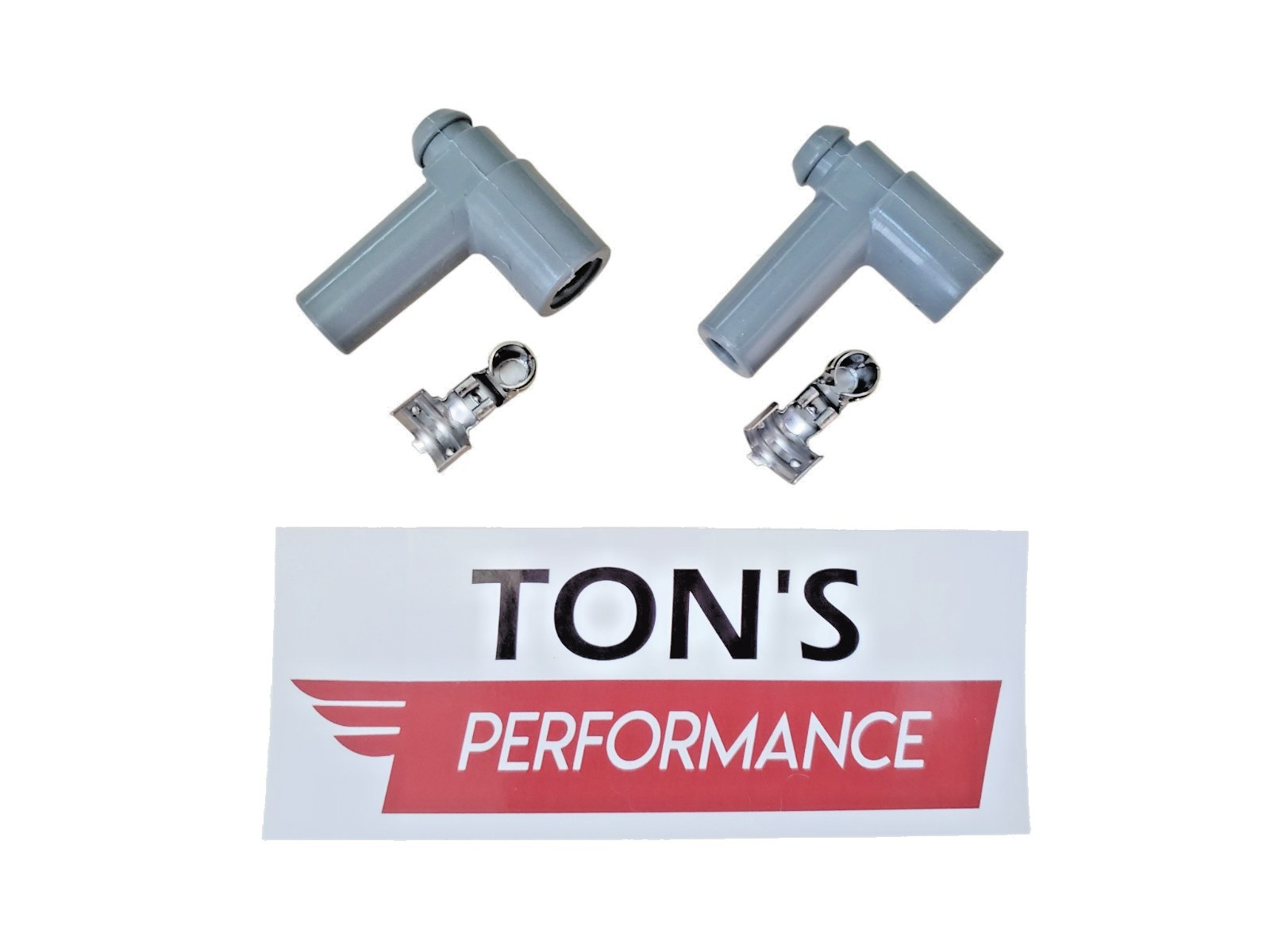 2 HEI Distributor Spark Plug Wire Boots & Terminals 90 Degree Gray Dual crimp
