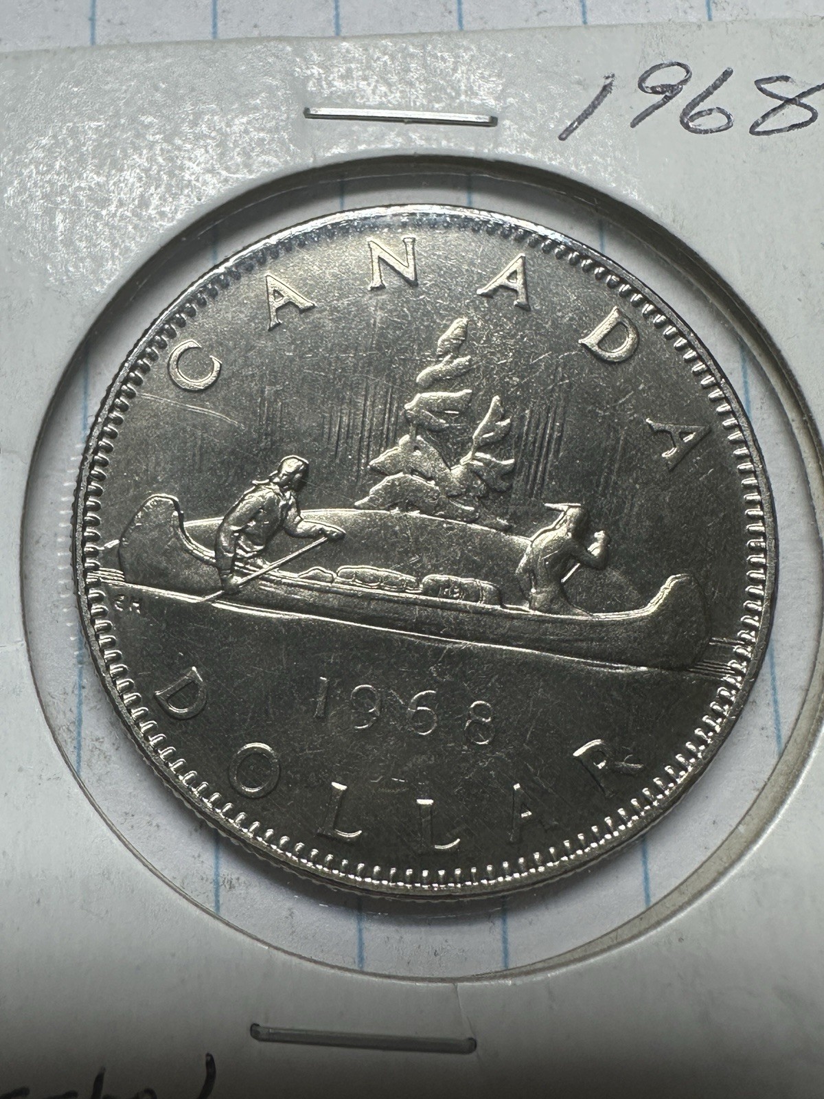 Canada 1968 large dollar $1 Voyageur Nickel