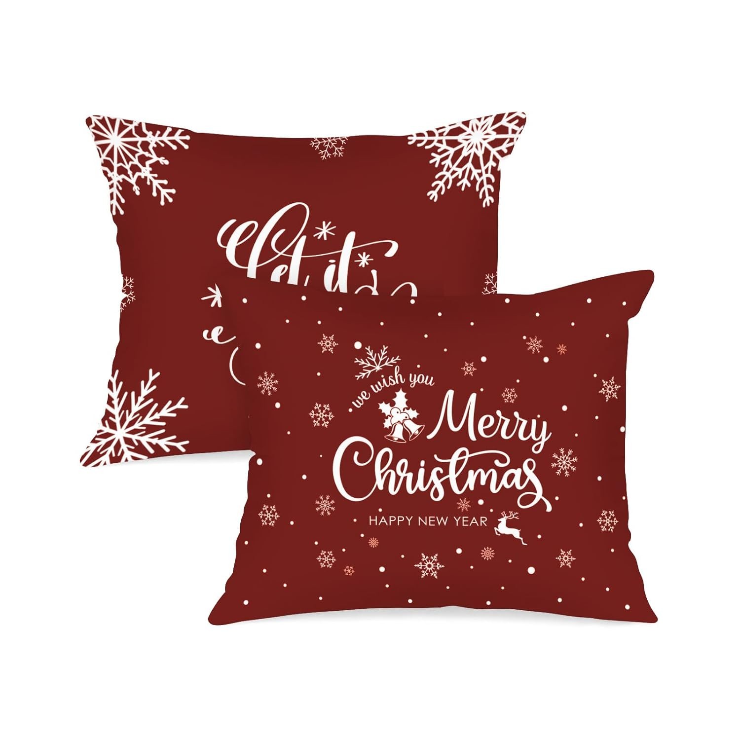 Christmas Standard Pillowcase 20x26 Set of 2 Red Merry Christmas Decor