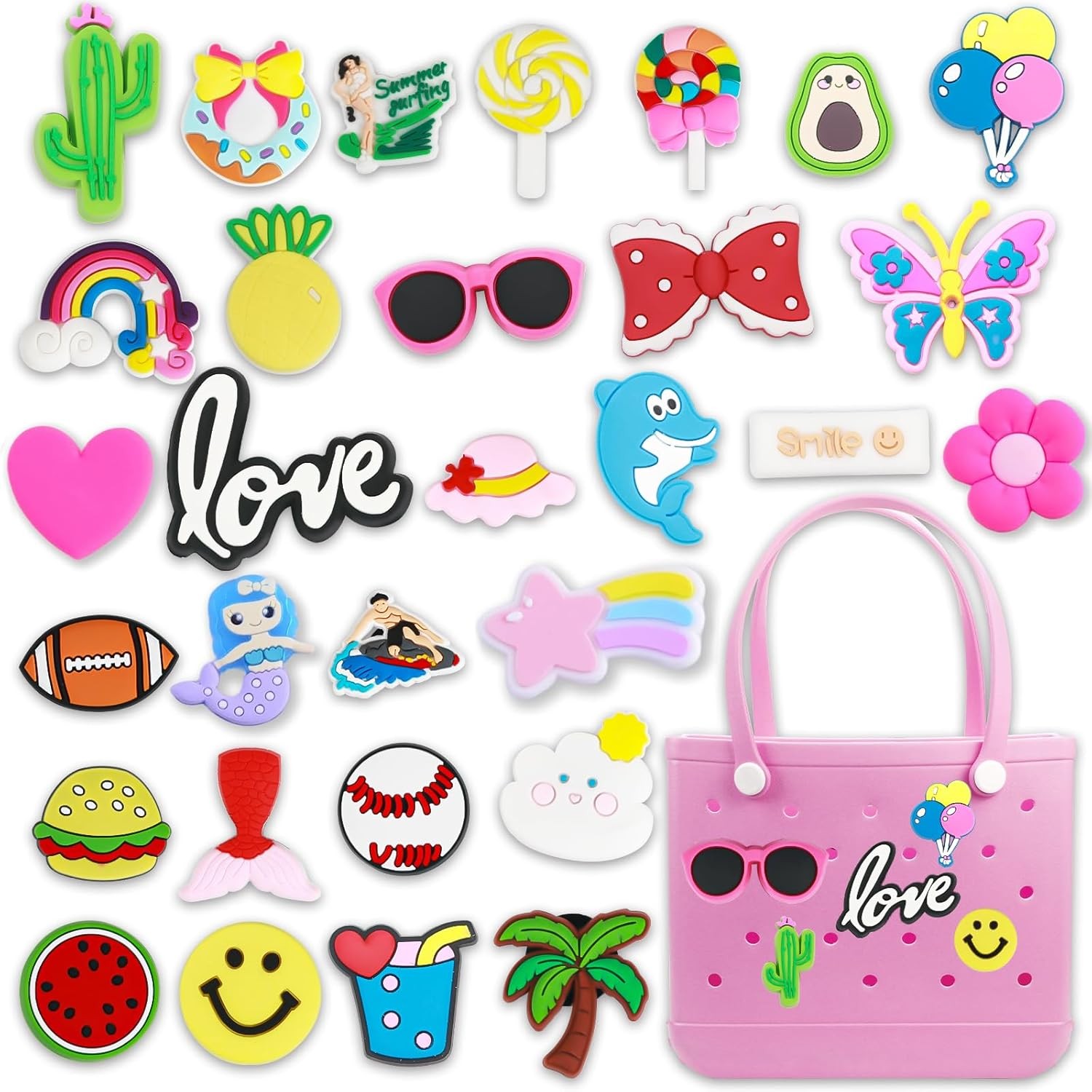 Azureblue 16pcs/30pcs Bogg Bag Charms, Beach Accessories Cute Charms for...