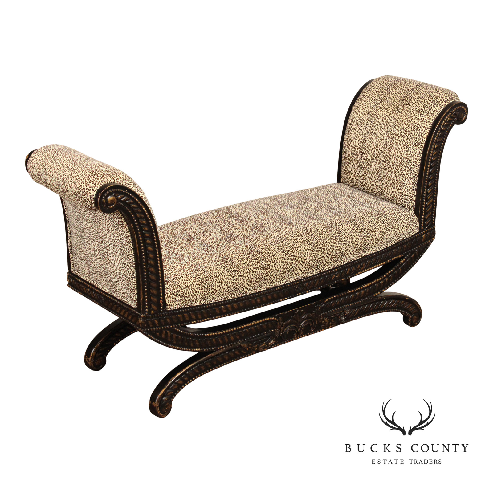 French Empire Style Antiqued Window Bench