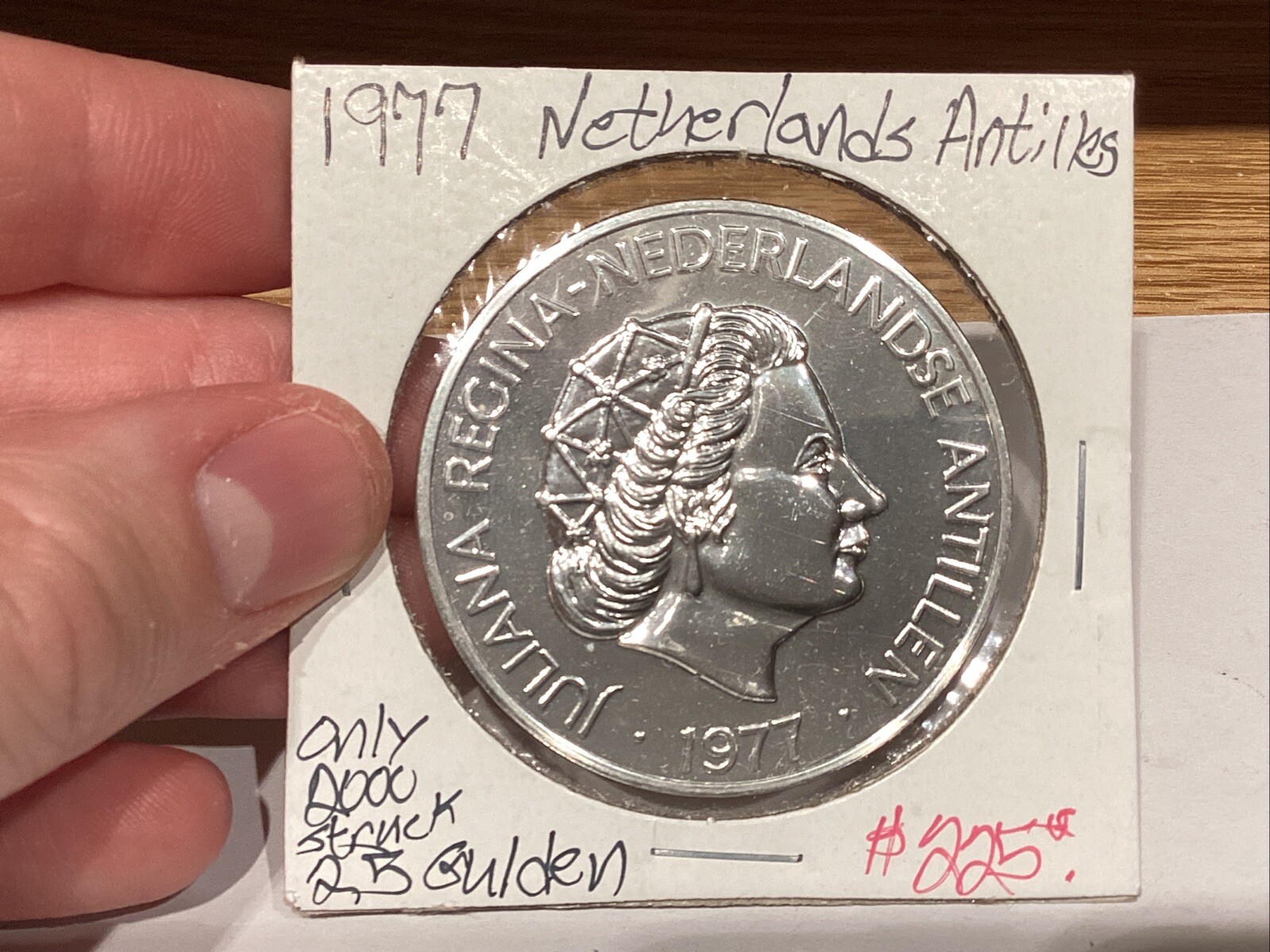 1977 FM Netherlands Antilles Sterling Silver 25 Gulden KM# 17 Stuyvesant 2K Made