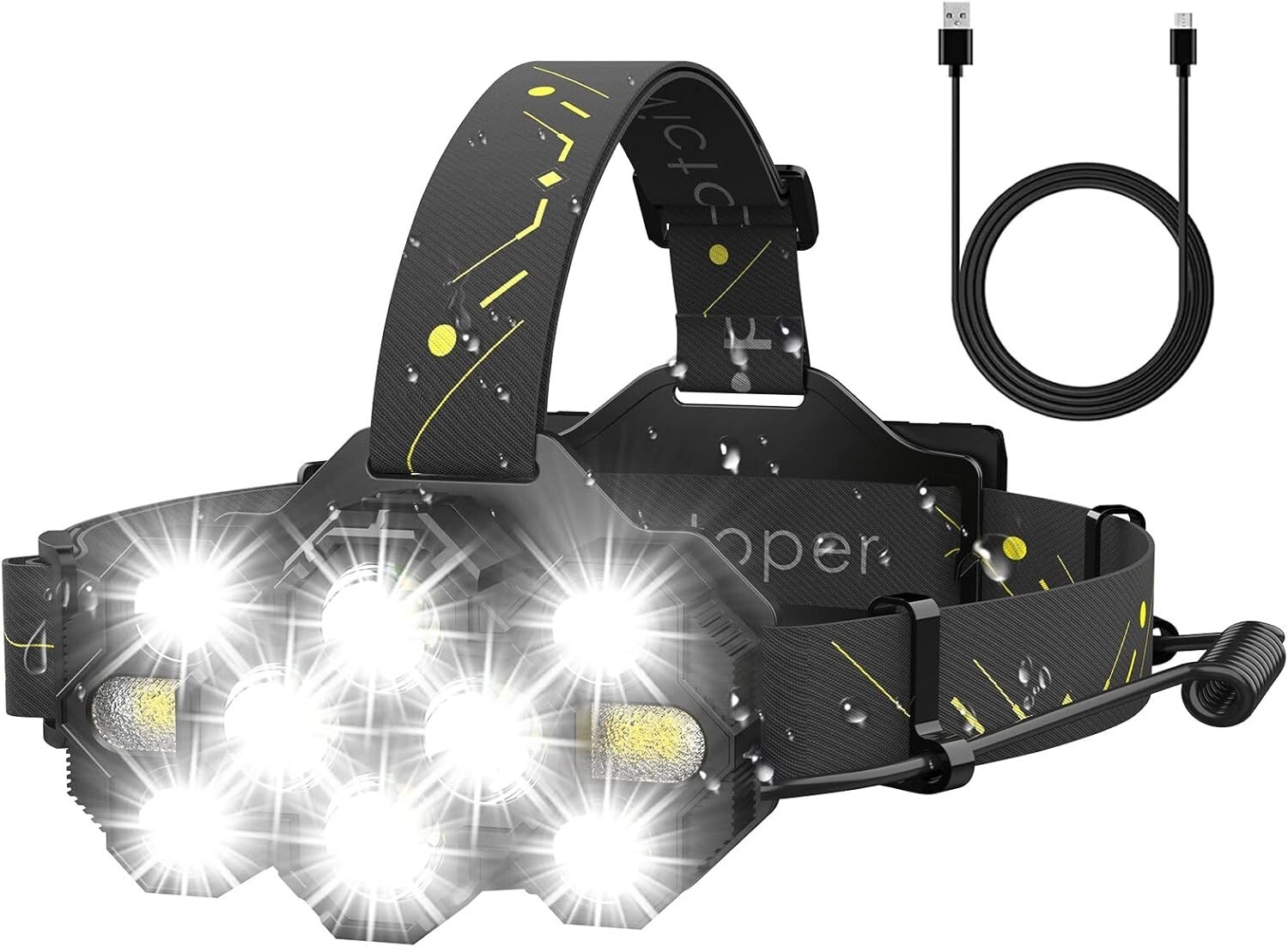 Luces De Cabeza Lamparas Linterna Para Trabajo Accesorios Construcción 10LED USB