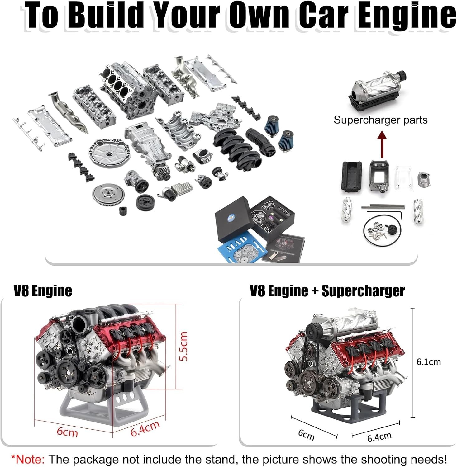 Mini V8 Engine Kits That Runs - V8 Engine Model Kits, Cison Engine MAD Miniature