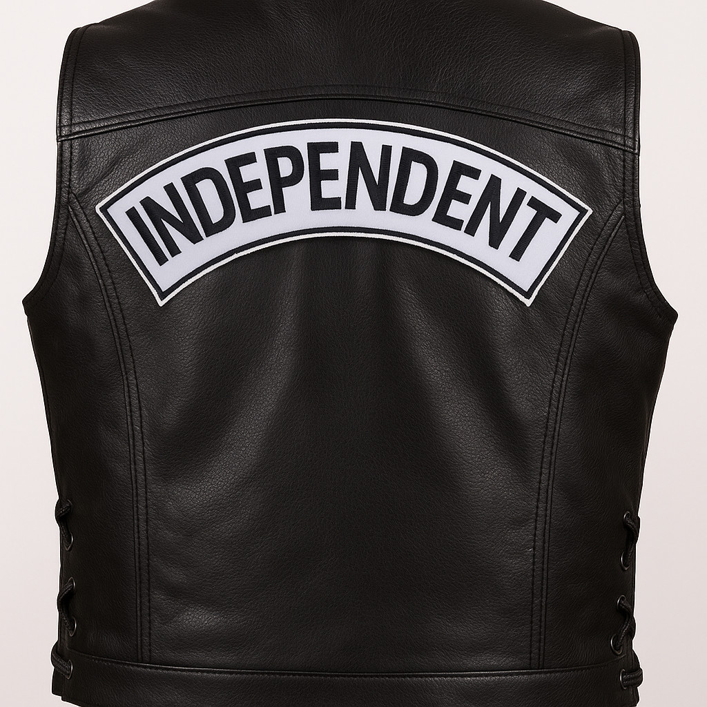 Independent rocker patch biker vest leather cut embroidered back patch