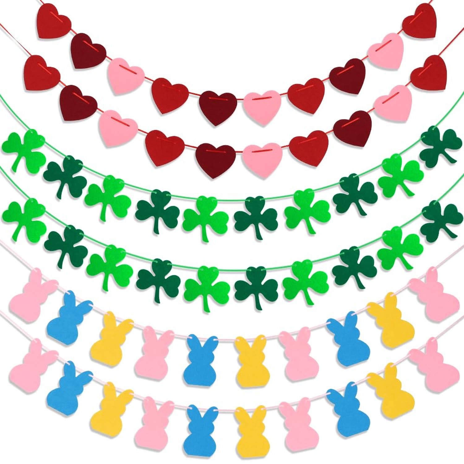 Valentines Day Decorations, 6 PCS Felt Garland for Valentines, St Patricks, E...