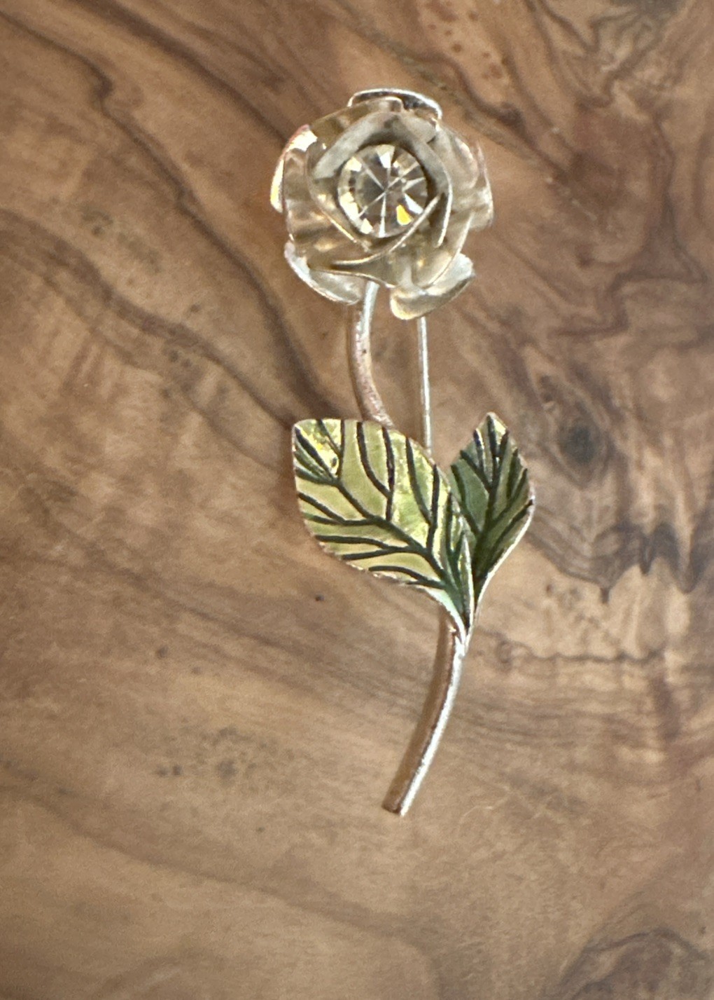 Vintage Brooch Pin Signed Avon White Single Rose Flower