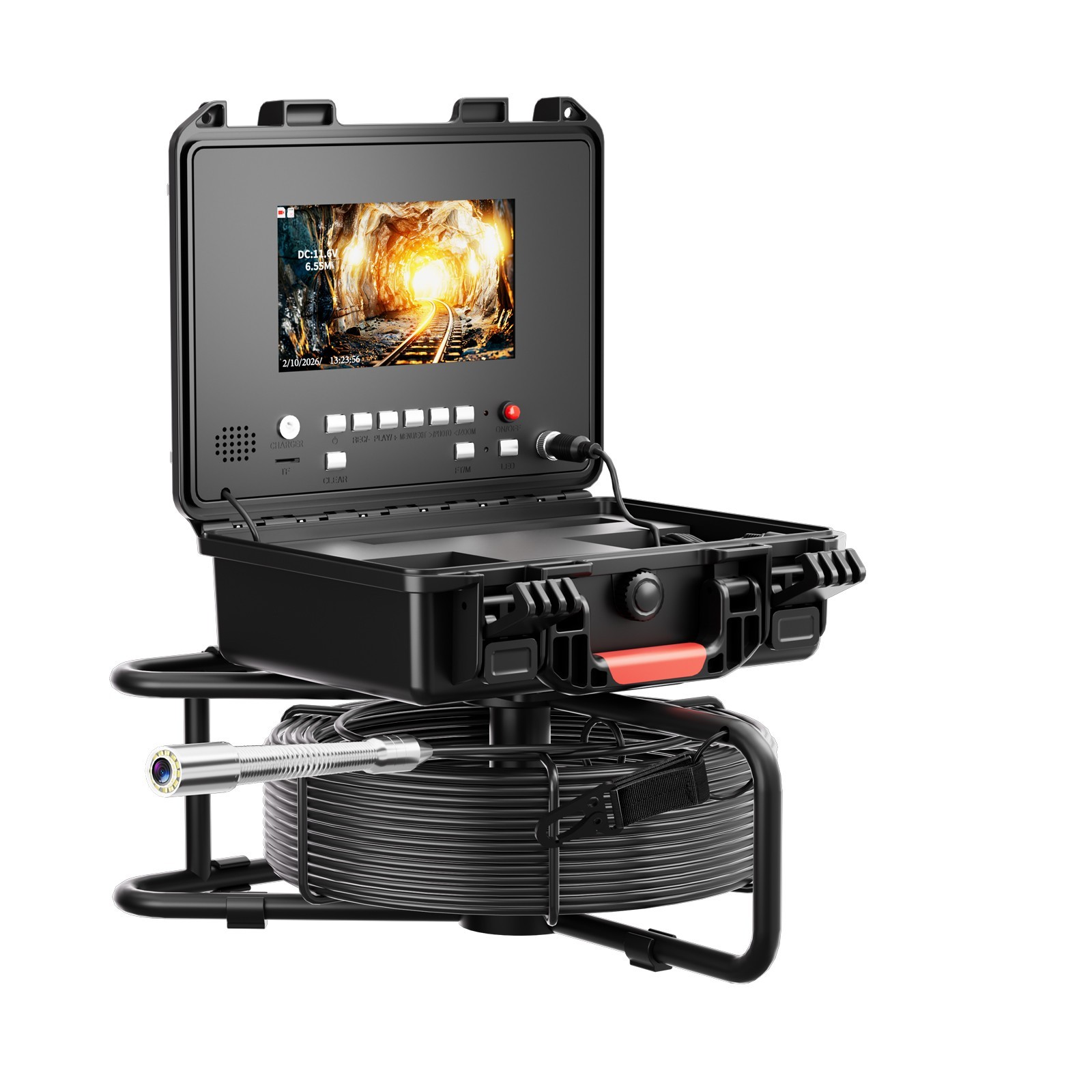 30m Pipe Sewer Inspection Camera w/ Meter Counter Drain Sewer Endoscope 7" DVR