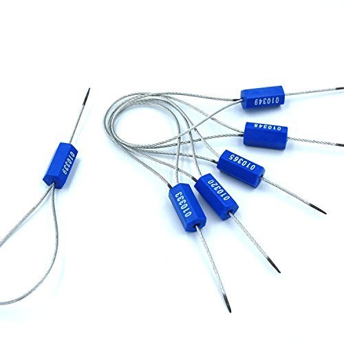 100 Tamper Proof Security Cable Seals - Numbered Pull Tight Steel Wire Tags for