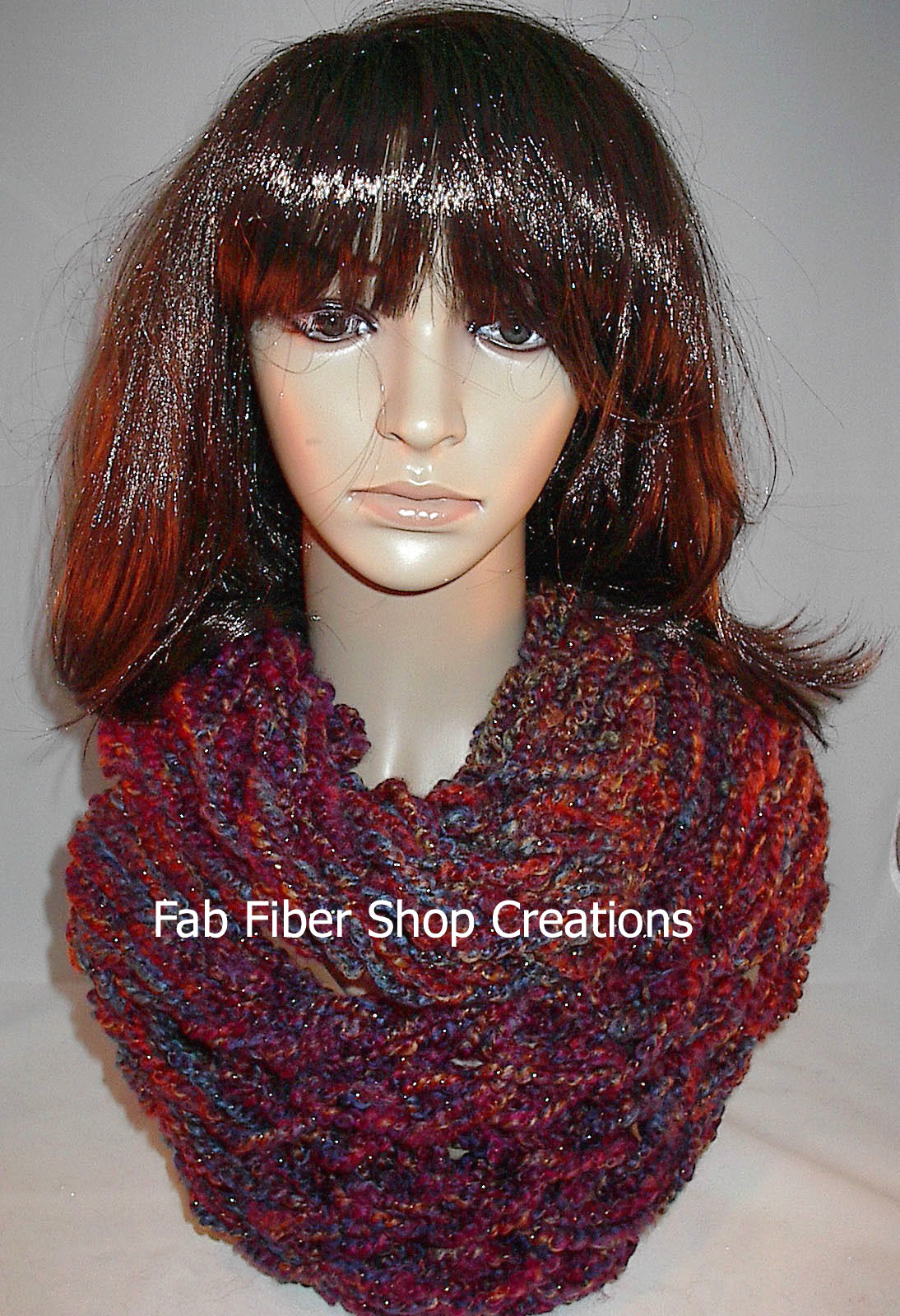 Handmade in the USA Womens Fashion Infinity Scarf Cowl Jewel Tones Purples Blues