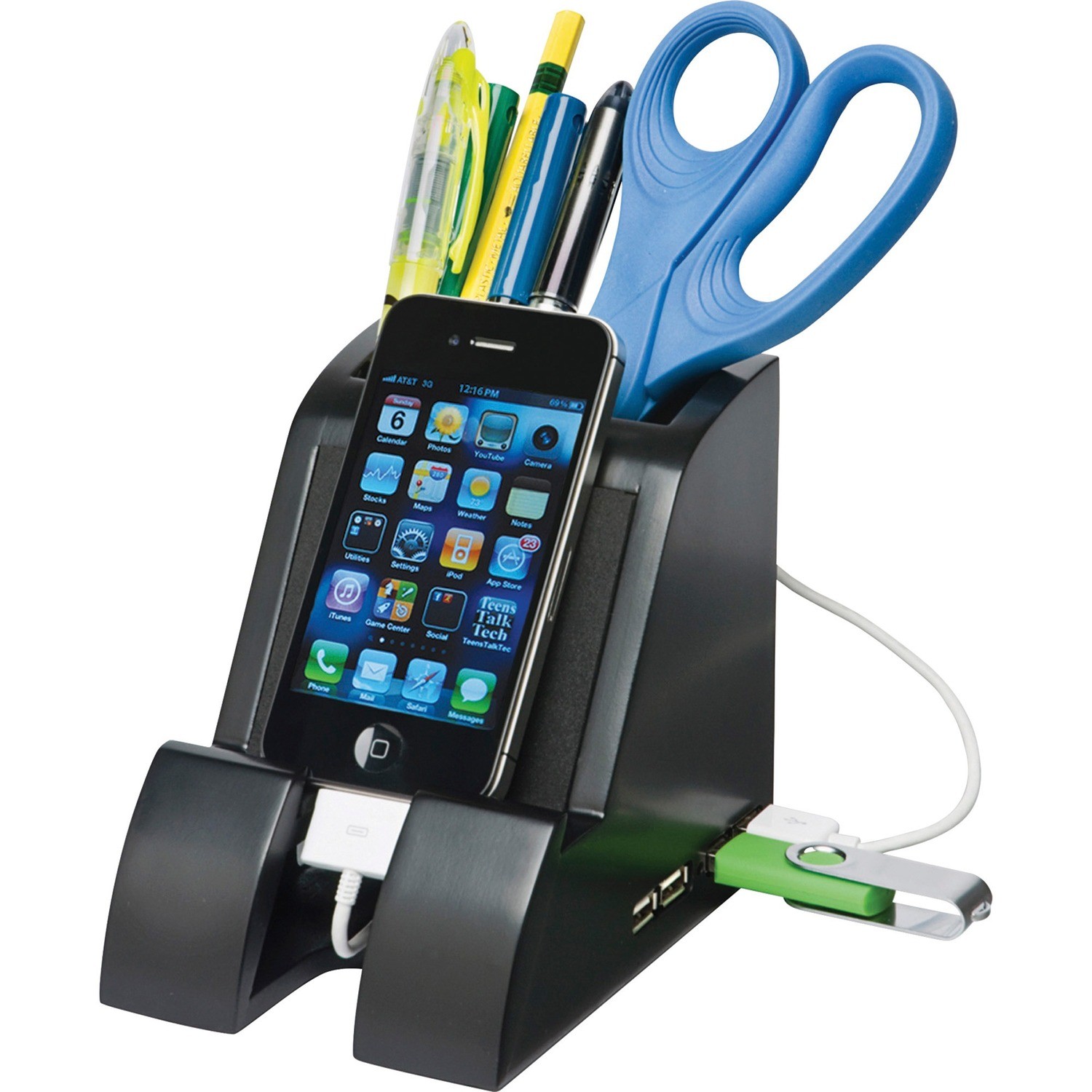 Victor PH600 Smart Charge Pencil Cup USB Hub Black