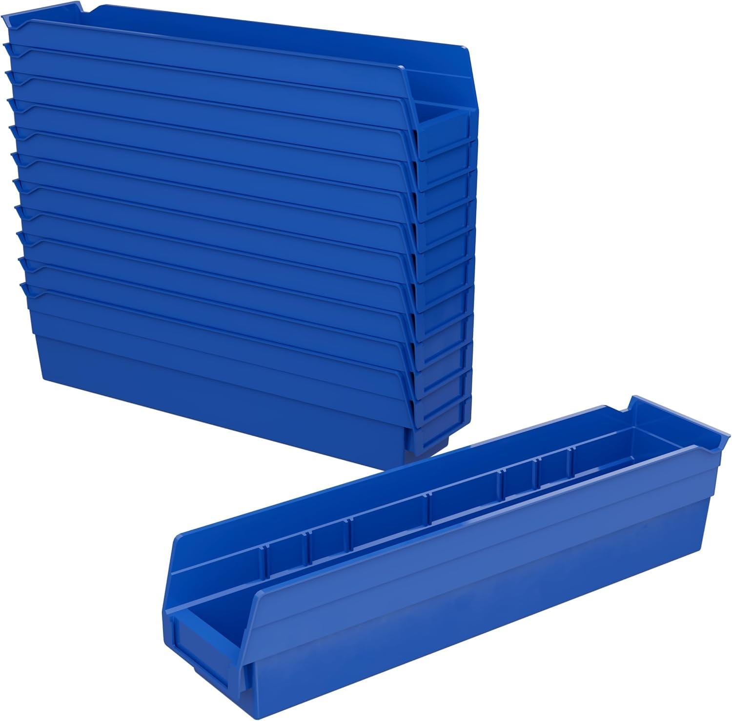 30128 Plastic Shelf Bins, Heavy Duty Storage Bins for Garage, Closet, and Dra...