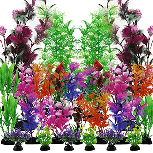 25 Pack Aquarium Plants, Fish Tank Decoration Colorful Artificial Fish Tank