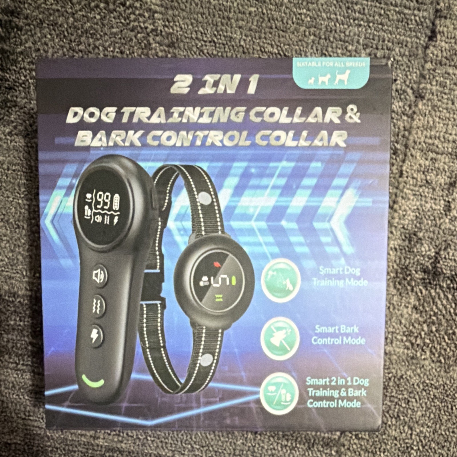 2-in-1 Dog Training & Bark Control Collar, Waterproof, Static/Shock & Vibration
