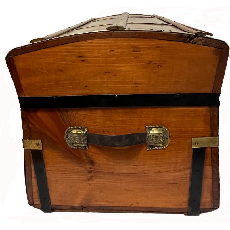 Jenny Lind Trunk Circa 1870 Brass Bound Refinished And Lined By Our Trunksmith