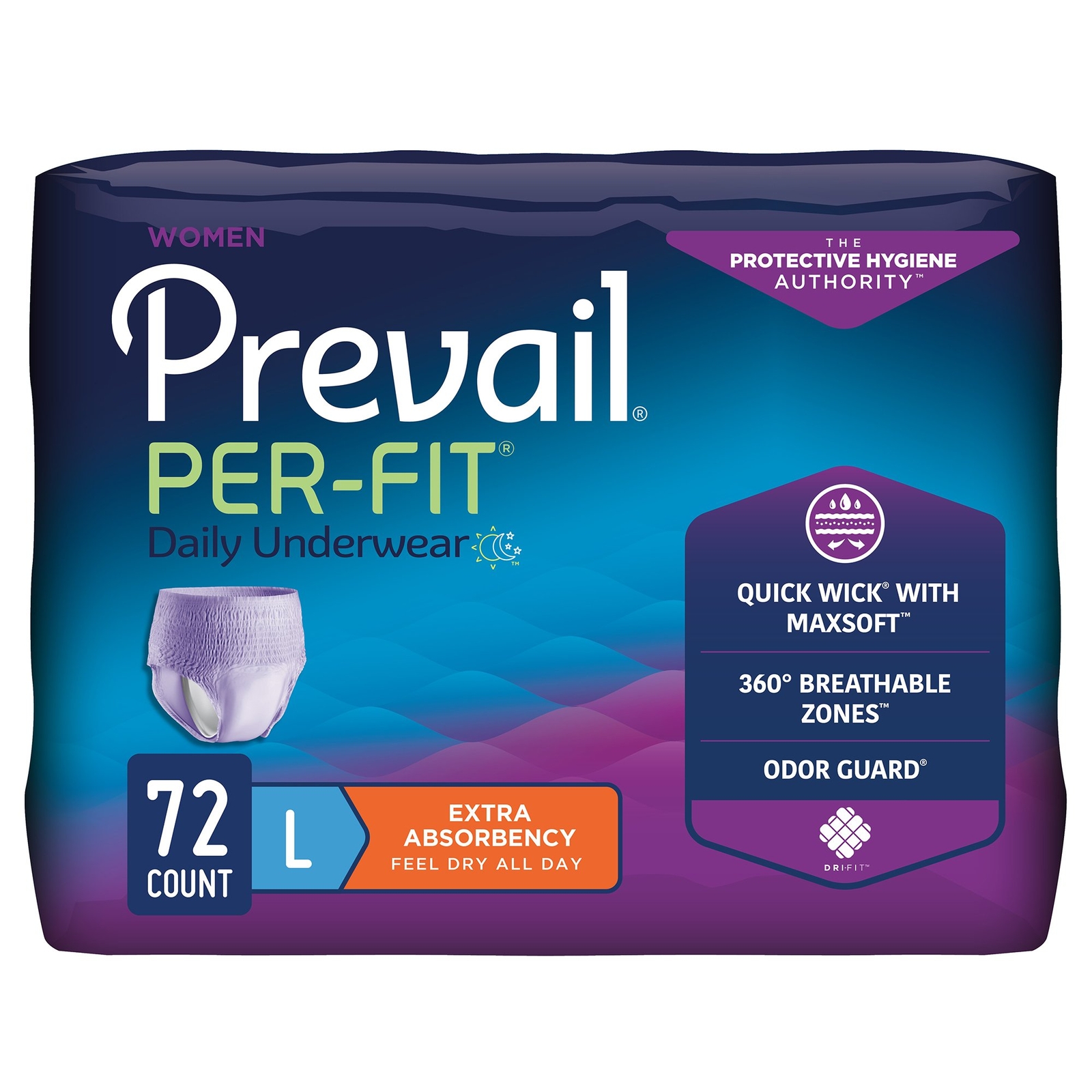 Prevail Disposable Underwear Female Large Extra 72 Ct