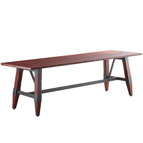 30" x 96" Rectangular Solid Wood Live Edge Restaurant Table Top in Mahogany Wood