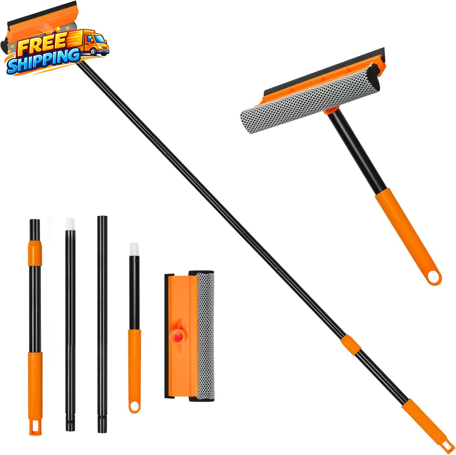 Window Squeegee for Home Cleaning 2-In-1 Car Windshield Washer Kitwith Extension