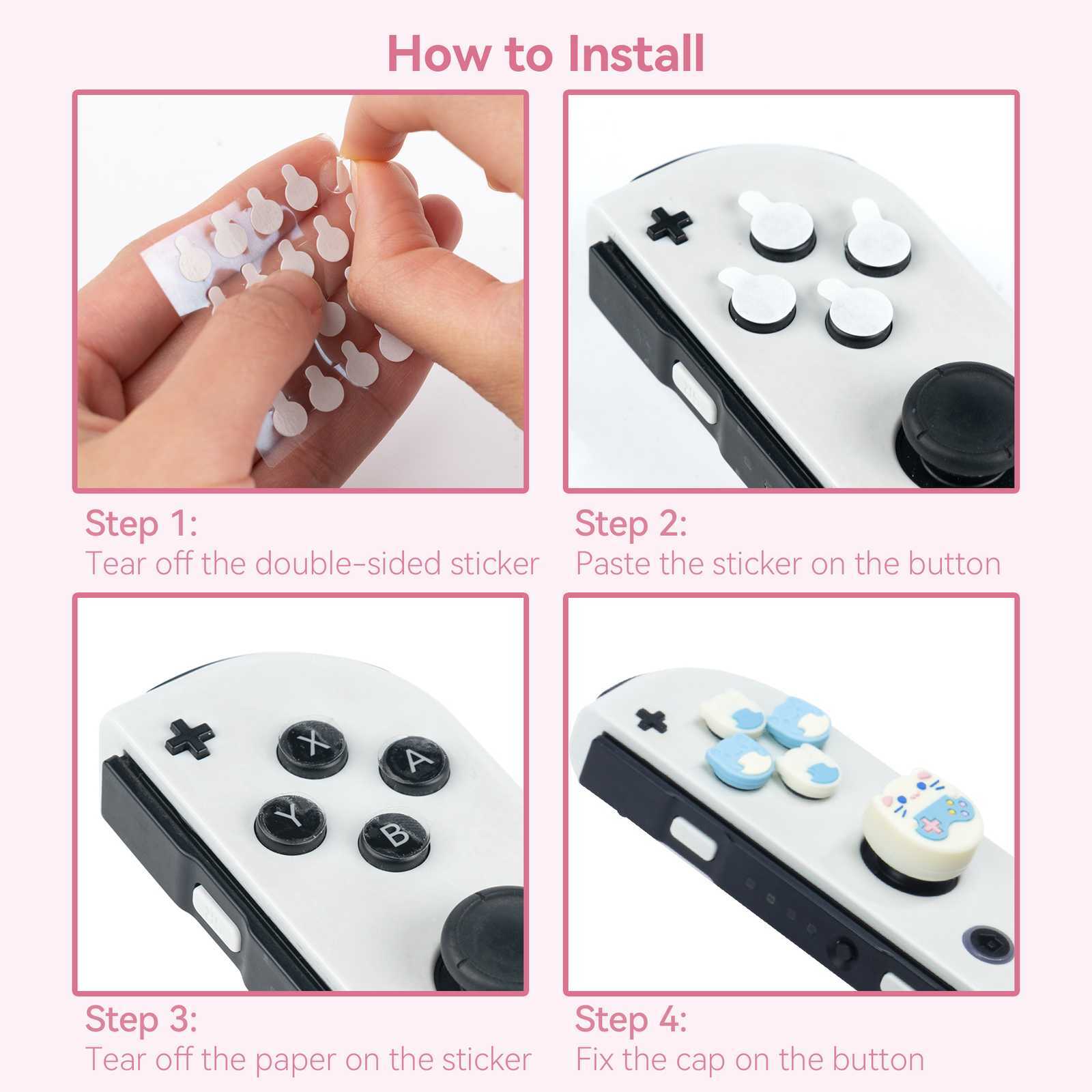 GeekShare D-Pad Button Caps & Thumb Grips for Nintendo Switch/ OLED Game Cat