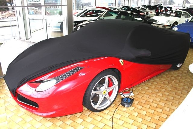 Carcover Full Garage Indoor Black with Mirror Pockets for Ferrari 458 Italia