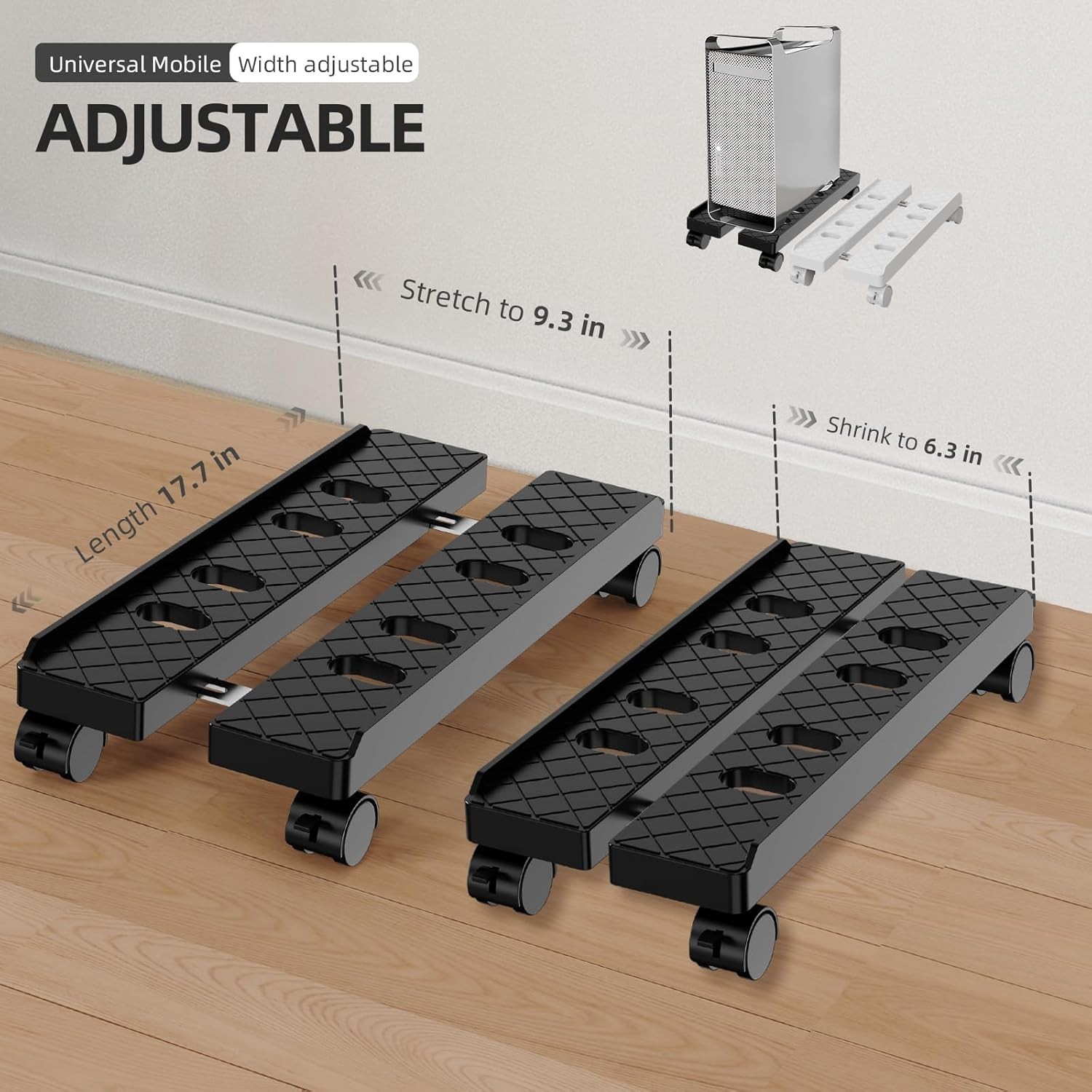 Adjustable Computer Tower Stand, PC Stand Mobile CPU Stand with 4 Rolling Caster