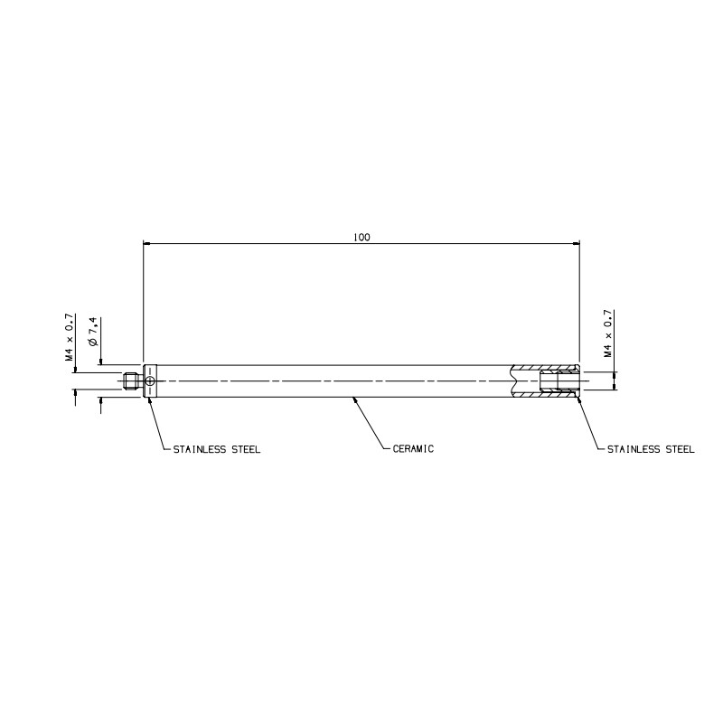 CMM Touch Probe Extension M4 Thread Ceramic Stem 100mm Length for A-5000-7727