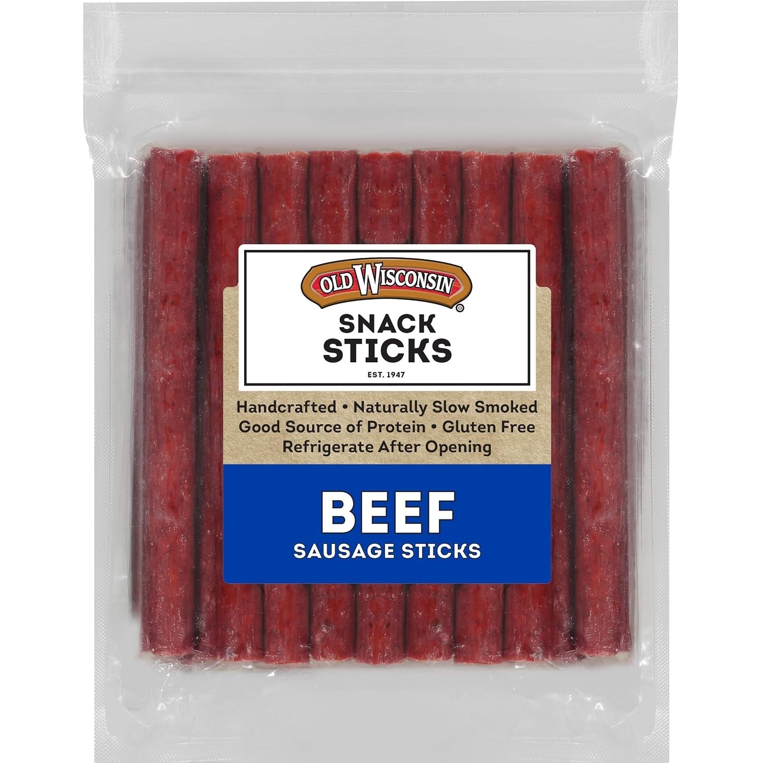 Old Wisconsin Beef Sausage Snack Sticks, Naturally Smoked, Ready to Eat 26 Ounce