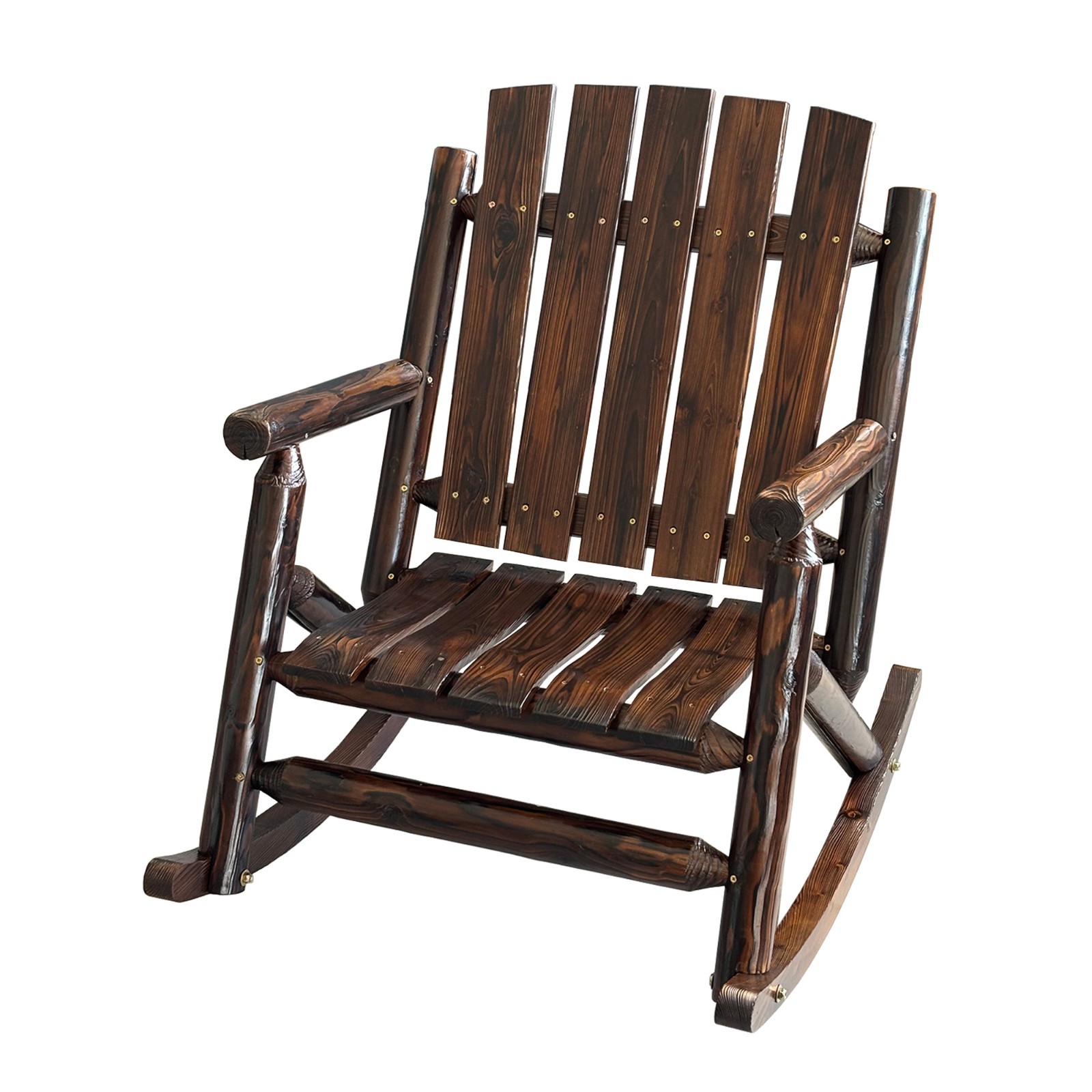 Rustic Log Fir Wood Rocking Chair Outdoor Handcrafted Rocker 700 lbs Heavy Duty