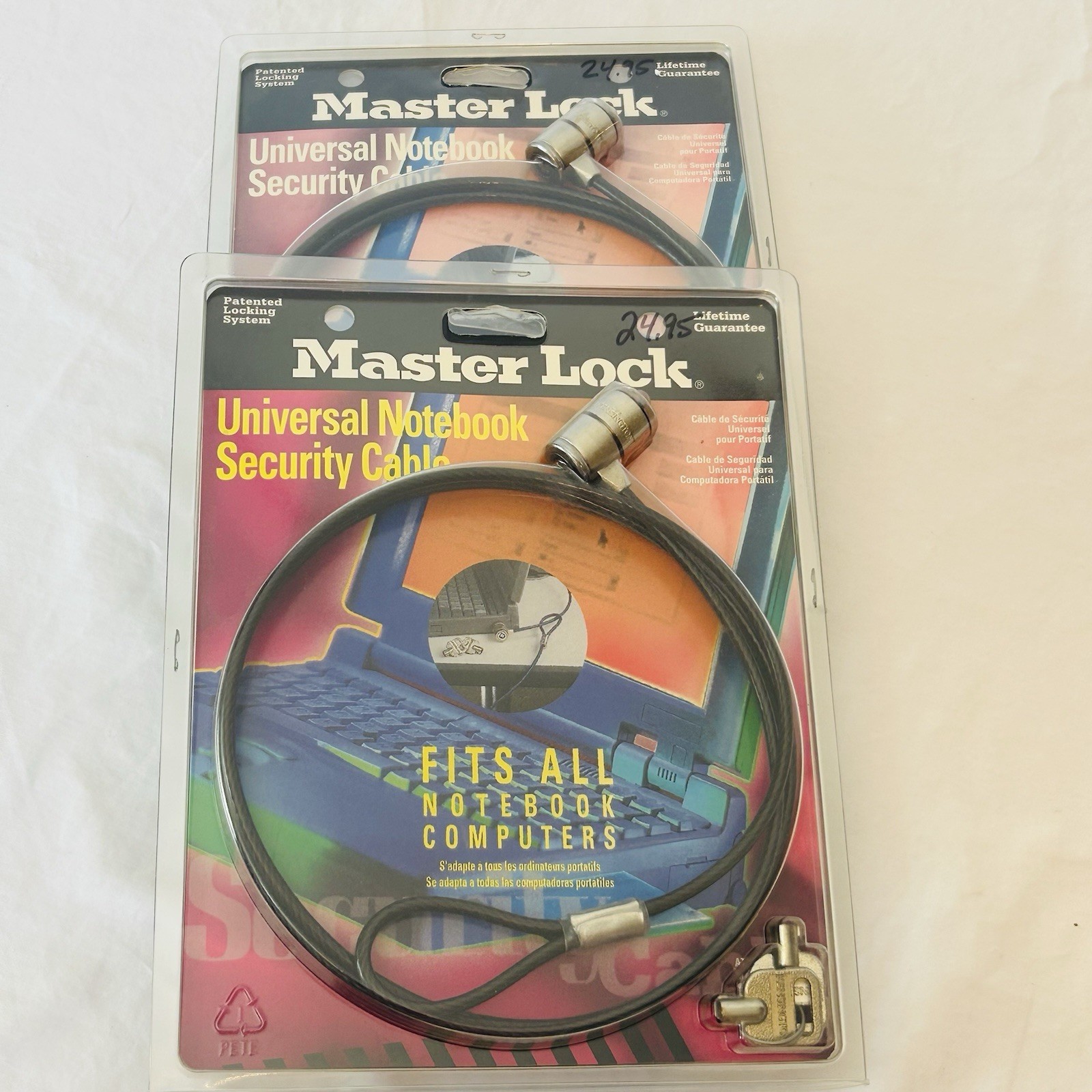 Lot of 2 Computer Laptop Security Cable Master Lock Notebook Security Cable New