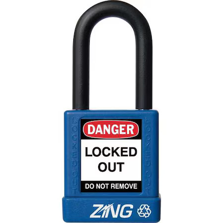 Zing 7032 Lockout Padlock, Keyed Different, Aluminum, Blue, 1 1/2 In Shackle