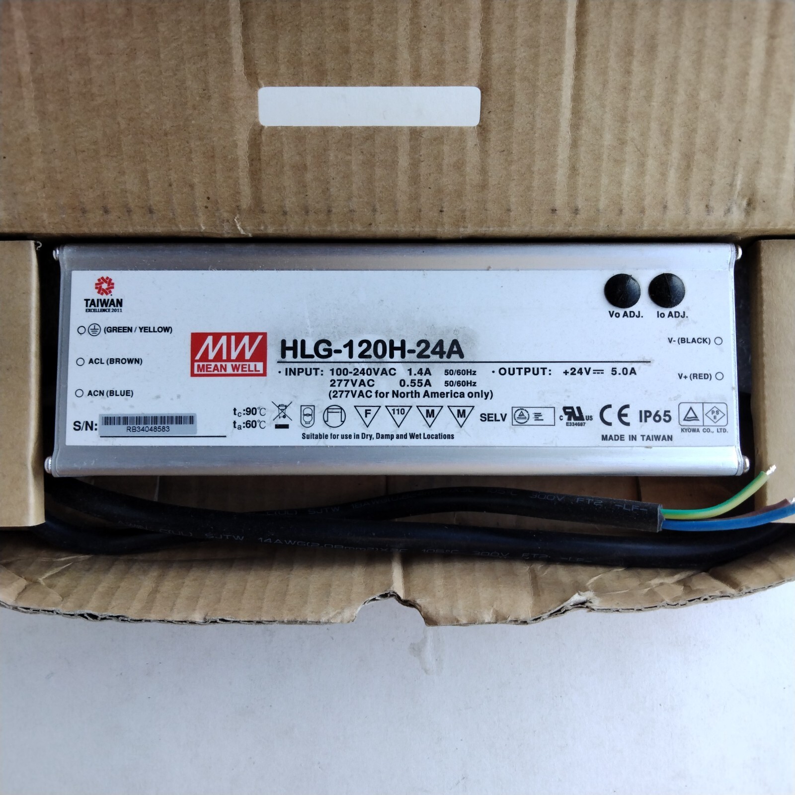 Mean Well Hlg-120h-24a 100 To 240 Volt AC 1.4 Amp Or 277 Volt 55 Amp Output 24V
