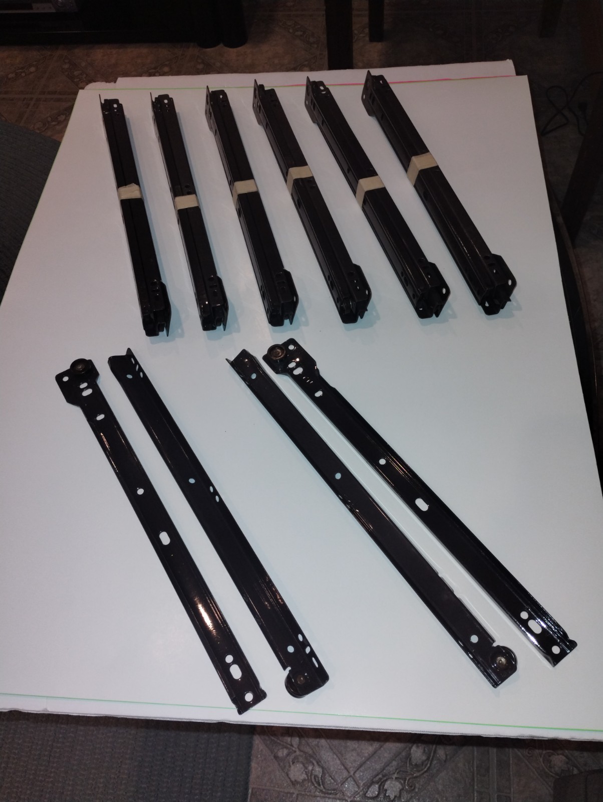 NOS 3/4 Extension Brown Epoxy Drawer Slides - 14 Inch, Clearance Sale, Lot of 7