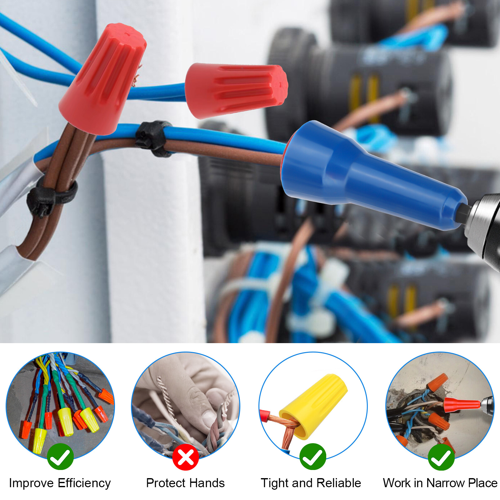 3PCS Wire Nut Twister Tools for Drill, Wire Cable Nut Twisting with 1/4" Chuck