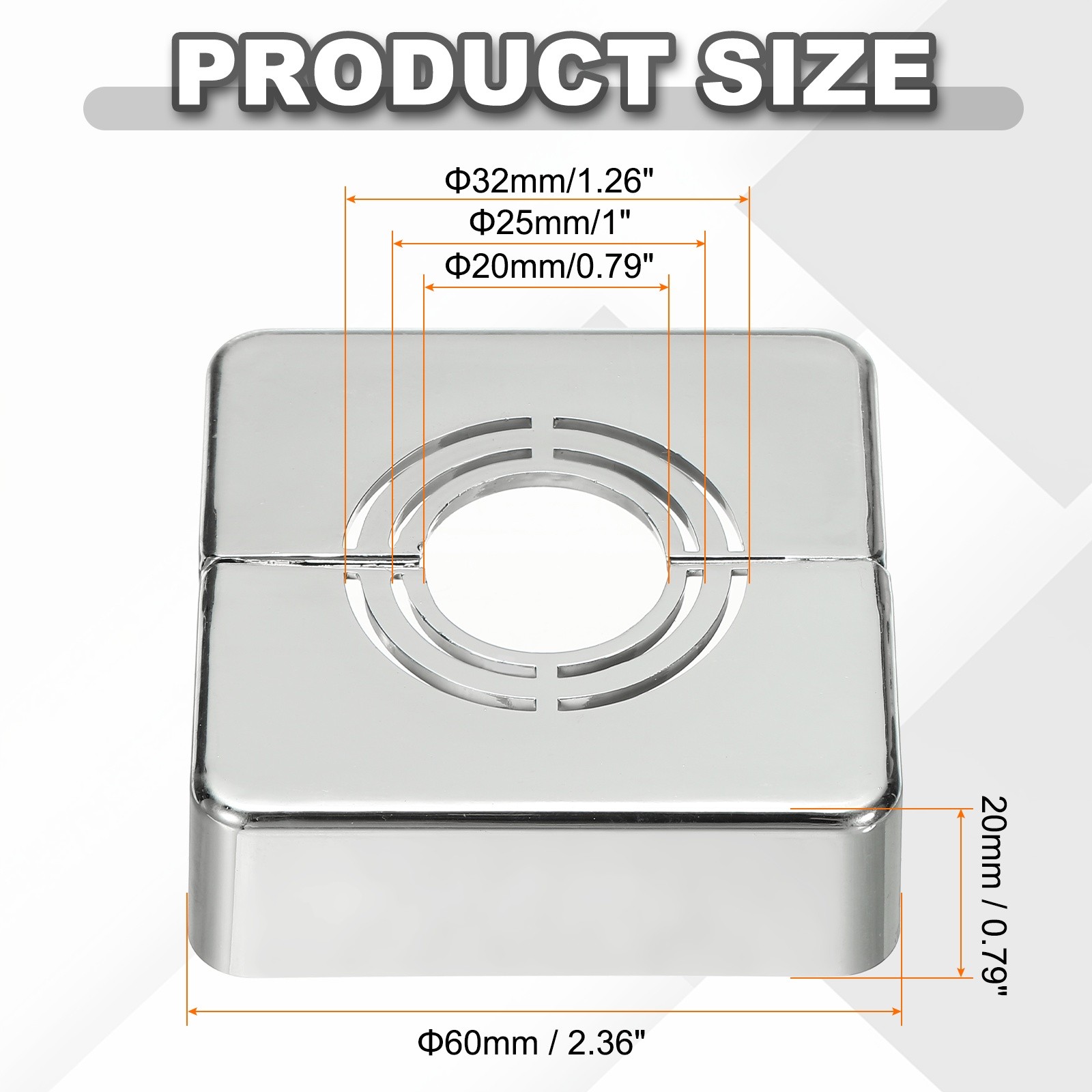 6pcs Wall Split Flange 0.79" Plastic Square Split Flange Pipe Cover, Silver