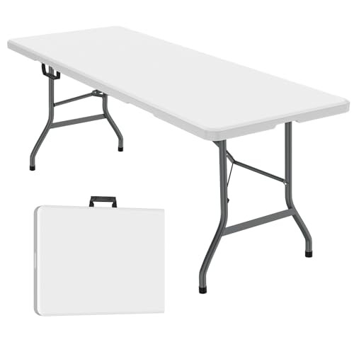 WHITE - GENERIC 6 FT FOLDING TABLE FOLDABLE DINING LIGHTWEIGHT FW2402