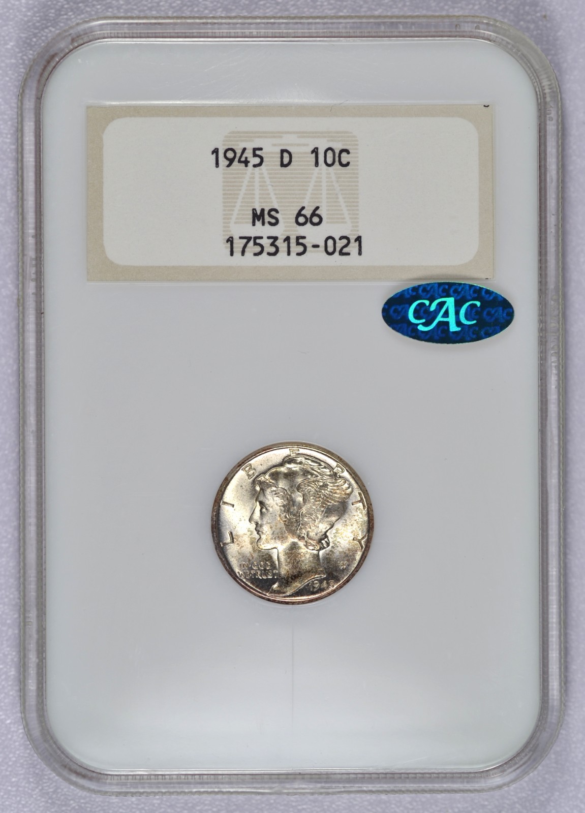1945-D MERCURY DIME NGC MS66 FB CAC GEM LUSTER OLD FATTY