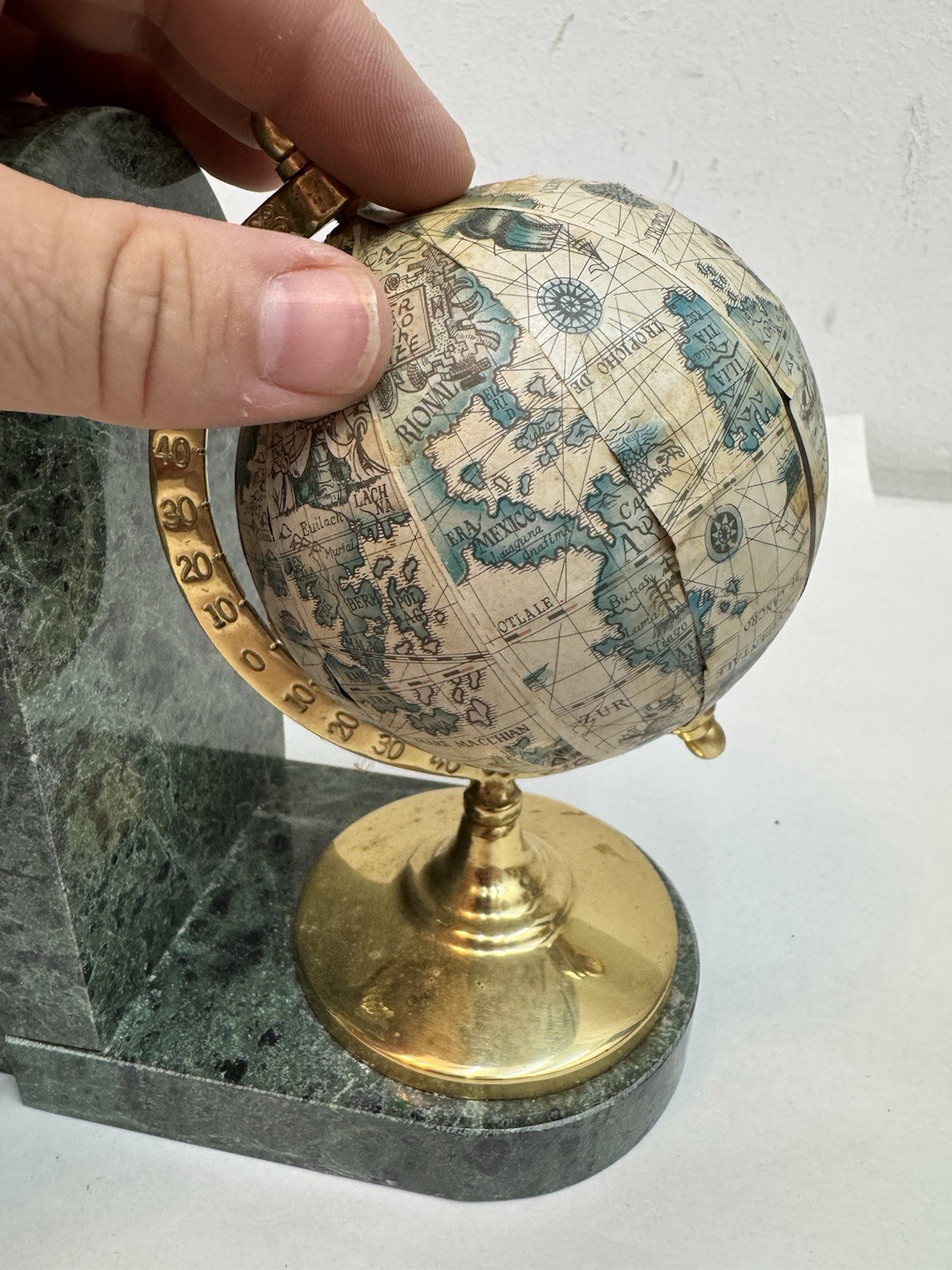 Old Globe Green Marble Book Ends