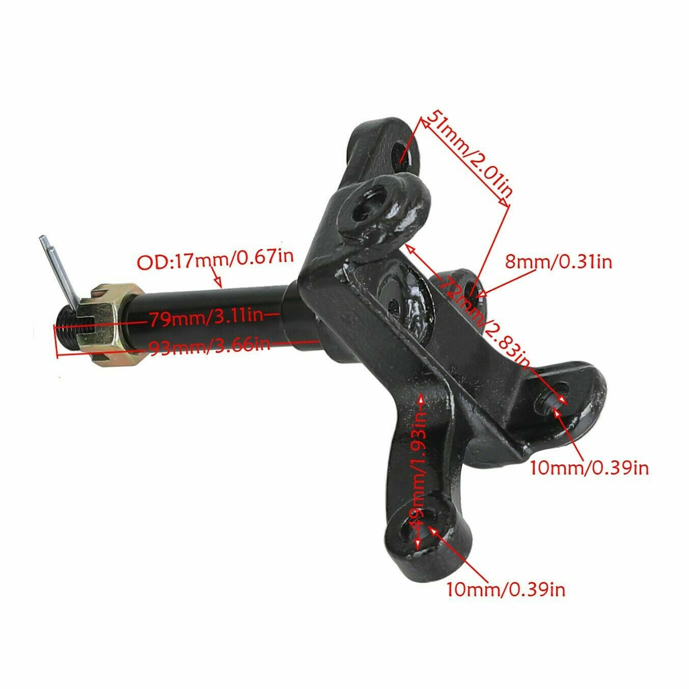 Go Kart ATV Quad Steering Spindle + 4 Stud Wheel Hub + Front Disc Brake Caliper