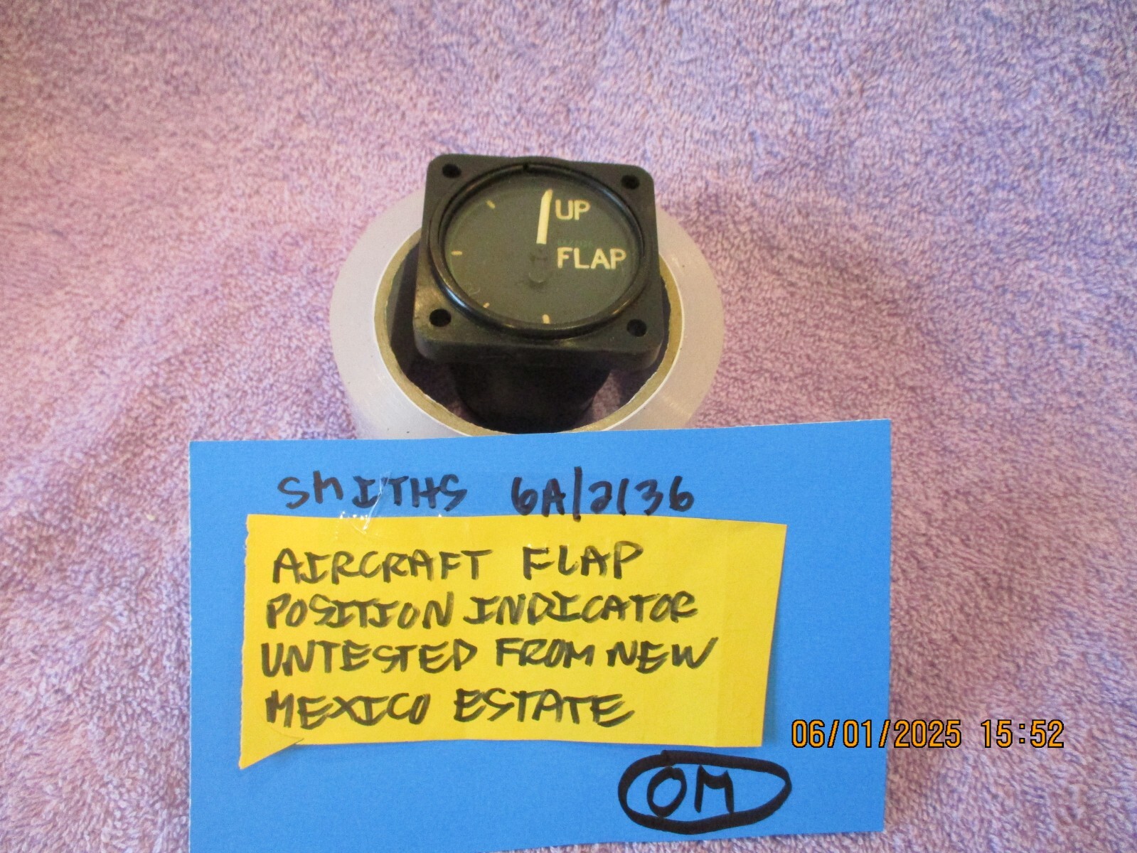 SMITHS # 6A/2136 AIRCRAFT VINTAGE FLAP INDICATOR GAUGE UNTESTED FROM NEW MEXICO