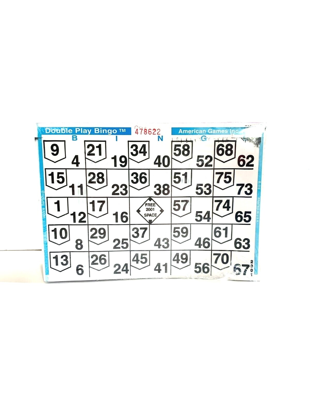 1 on Double Action Double Play Bingo Paper Cards-Pack of 500-Color Blue Border